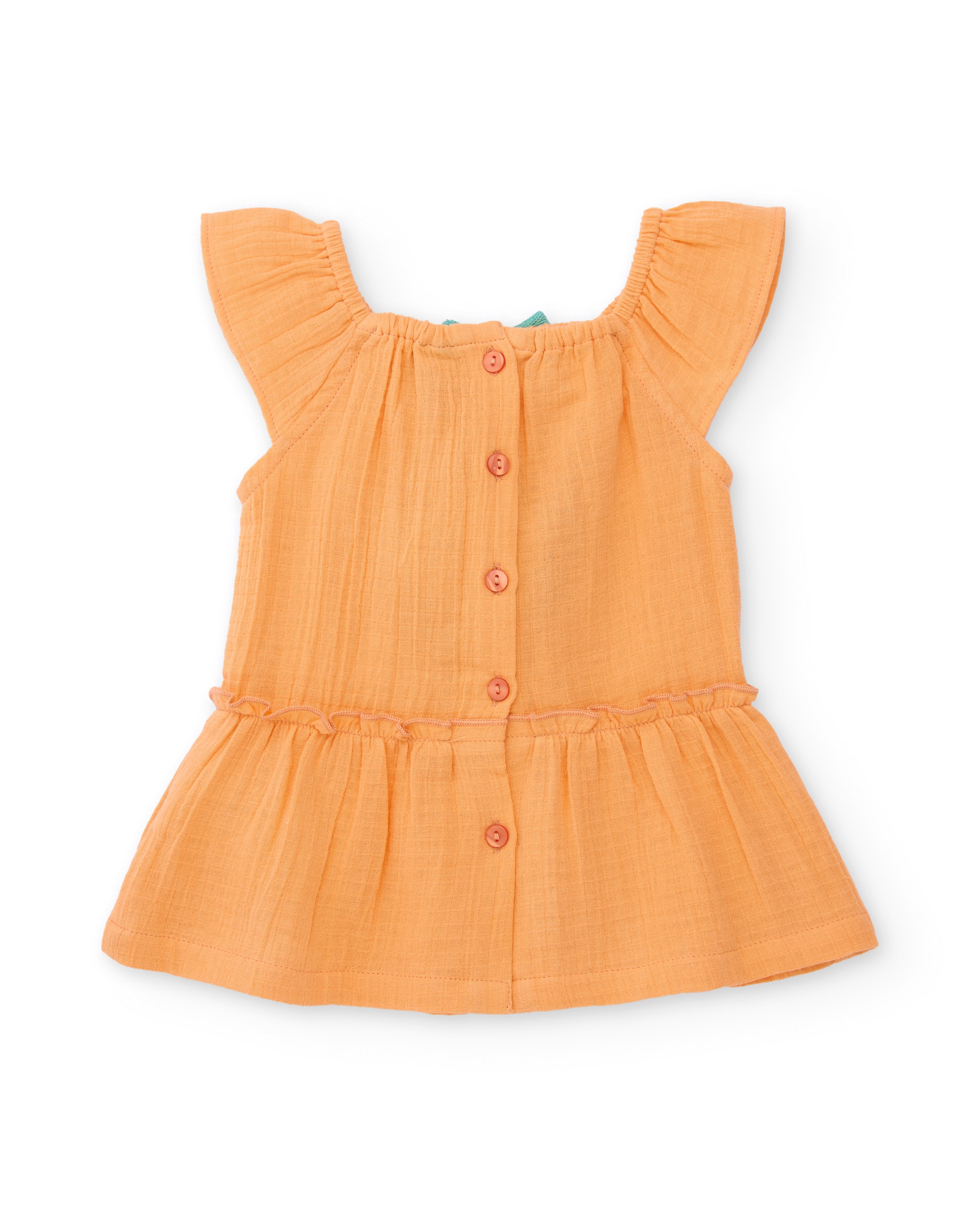 Vestido de bebé de plana y volante en mangas - Tuc tuc - Naranja Naranja-2