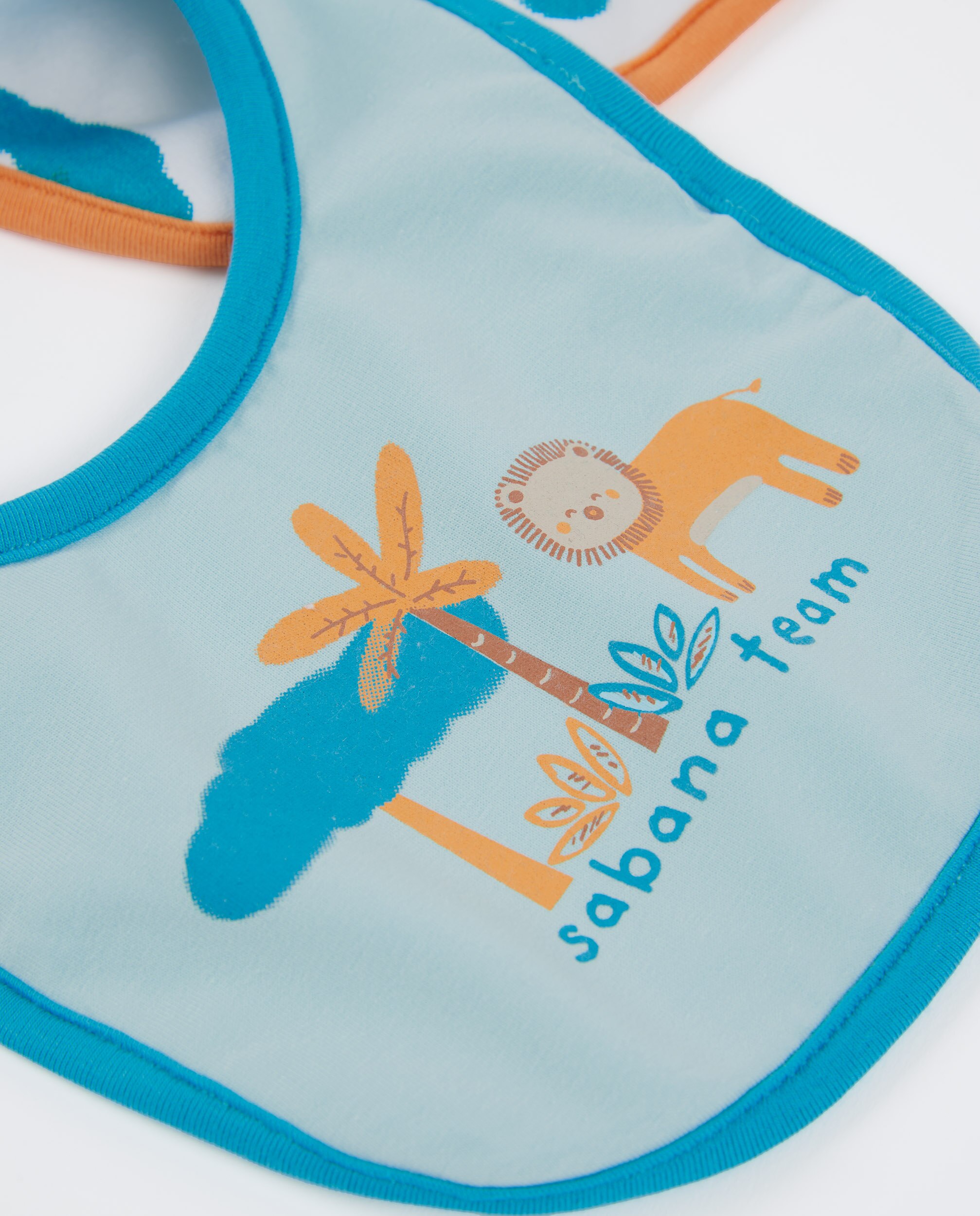 Pack de baberos de bebé niño de punto y diseño sabana - Tuc tuc - Blanco / Naranja Blanco / Naranja-2