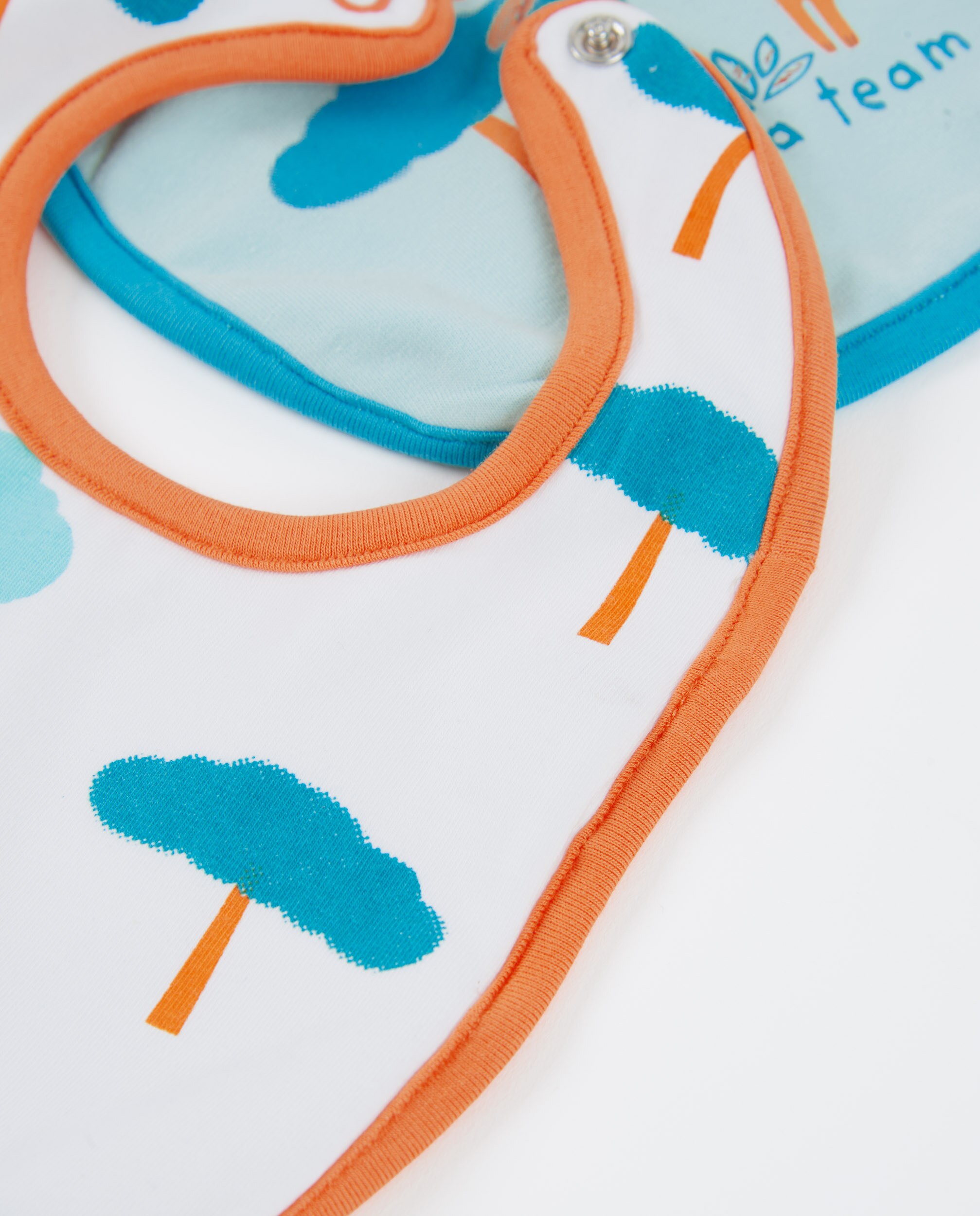 Pack de baberos de bebé niño de punto y diseño sabana - Tuc tuc - Blanco / Naranja Blanco / Naranja-4