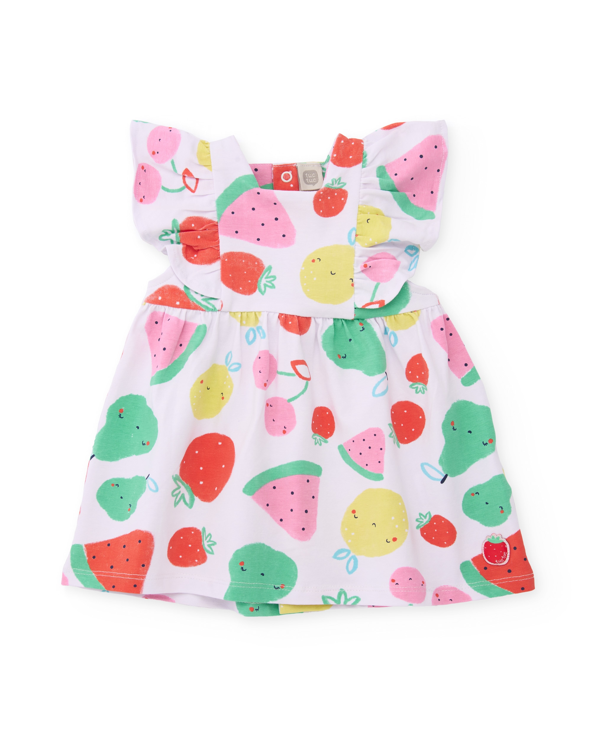 Vestido de bebé de punto y diseño de frutas