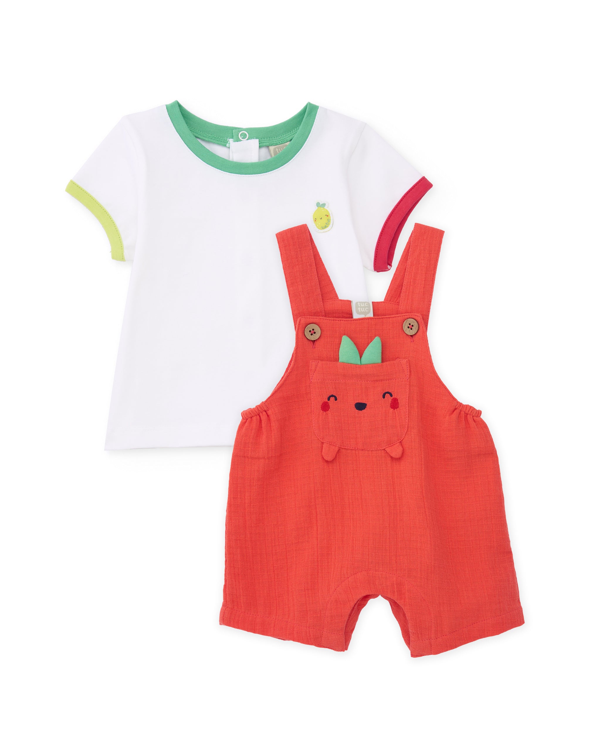 Conjunto de recién nacido de punto y bolsillo frontal de fruta - Tuc tuc - Rojo Rojo-3
