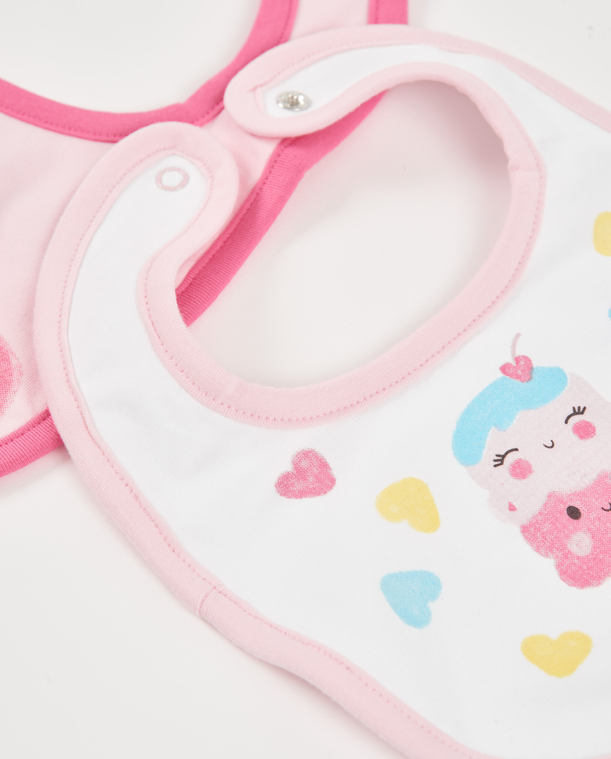 Pack de baberos de bebé niña de punto y estampado helado - Tuc tuc - Rosa Rosa-4