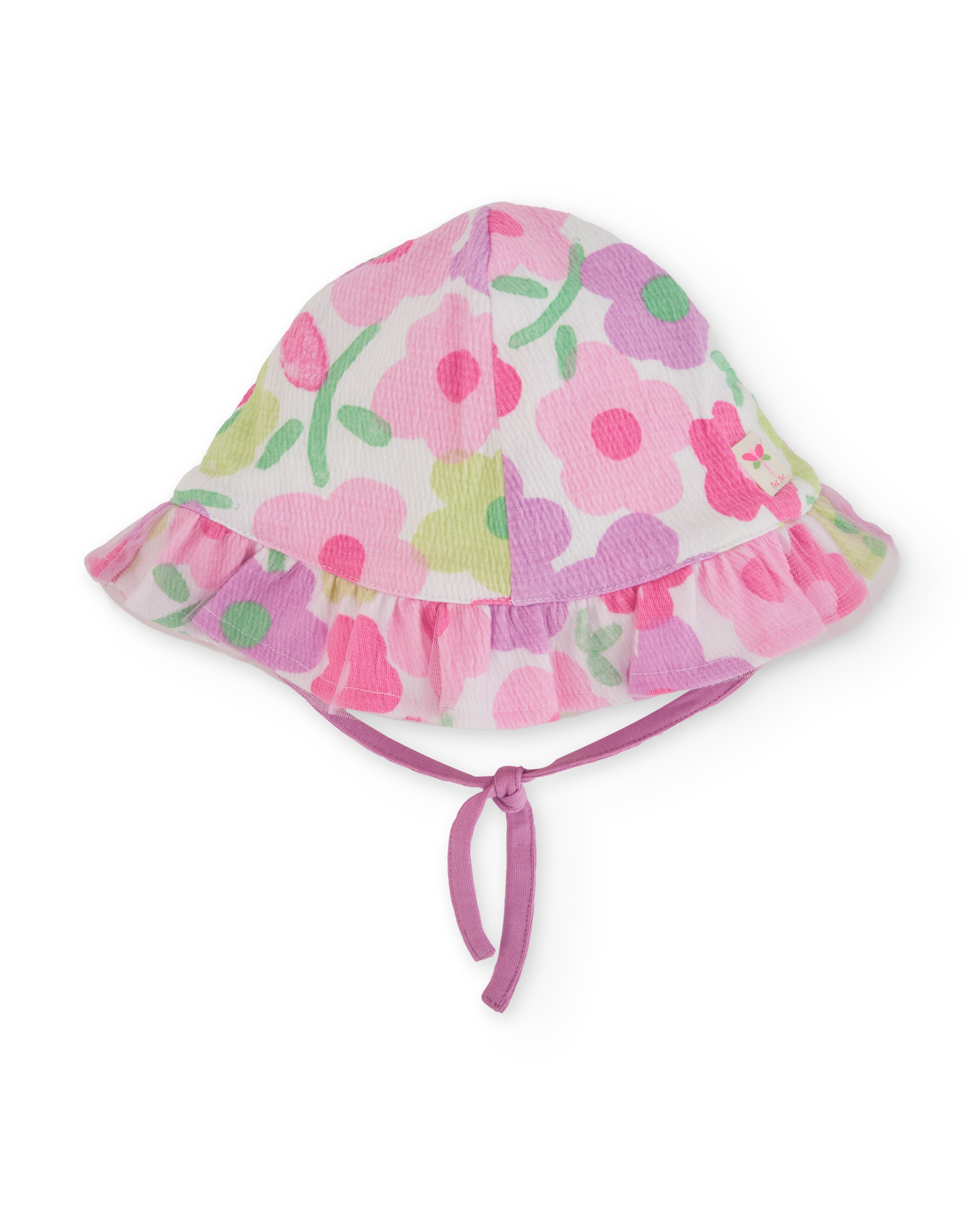 Imagen 0 de Sombrero de bebé niña de punto y estampado floral Rosa / Blanco