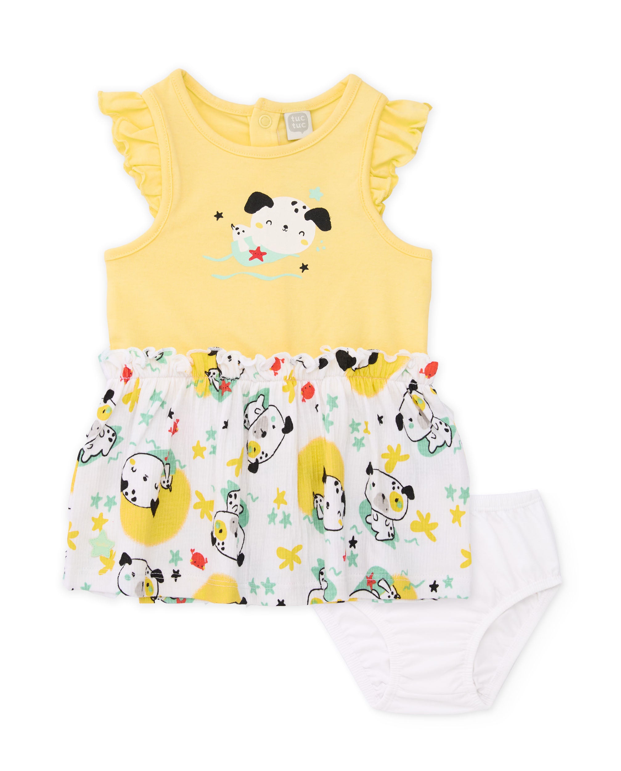 Imagen 3 de Vestido de recién nacido de punto y volantes en hombros - Tuc tuc - Amarillo Amarillo