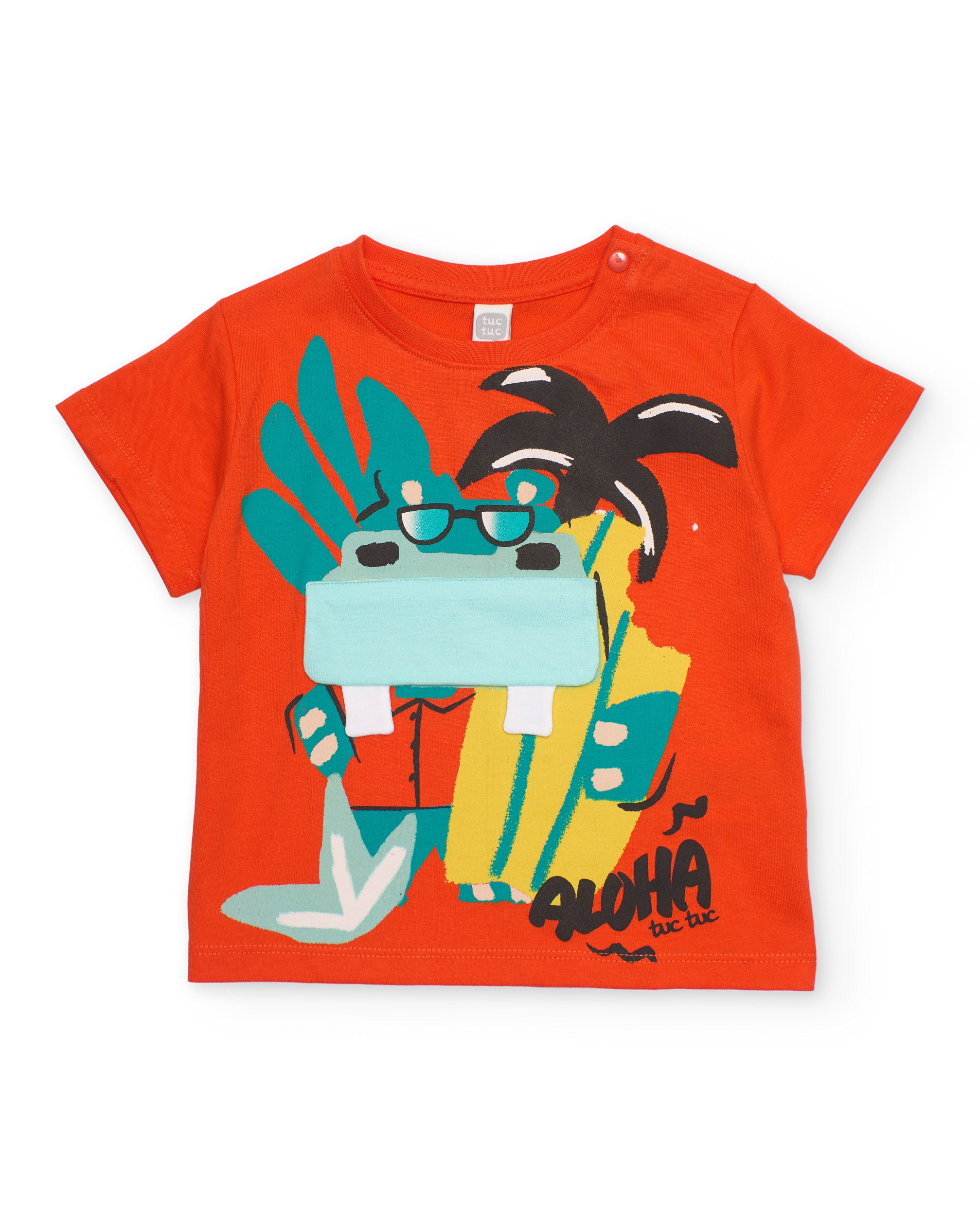 Camiseta de niño de punto y bolsillo aplicado - Tuc tuc - Rojo Rojo-3