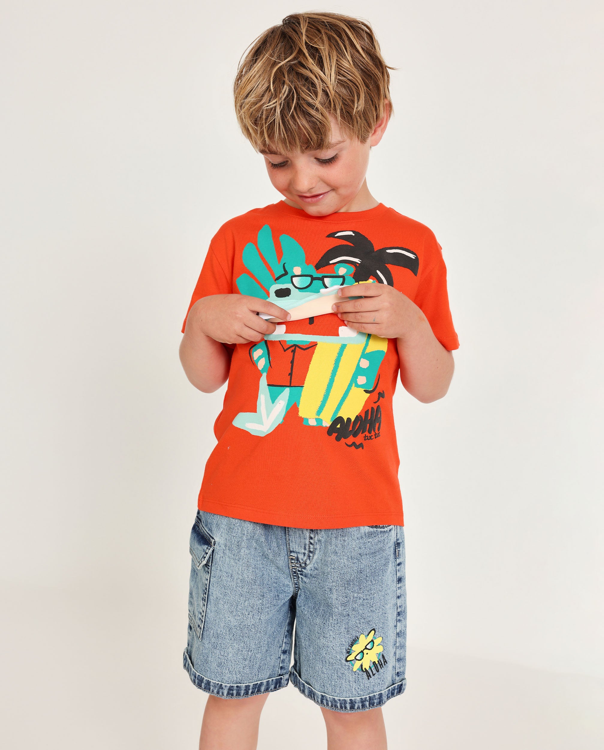 Imagen 1 de Bermuda de niño de plana en denim Azul denim