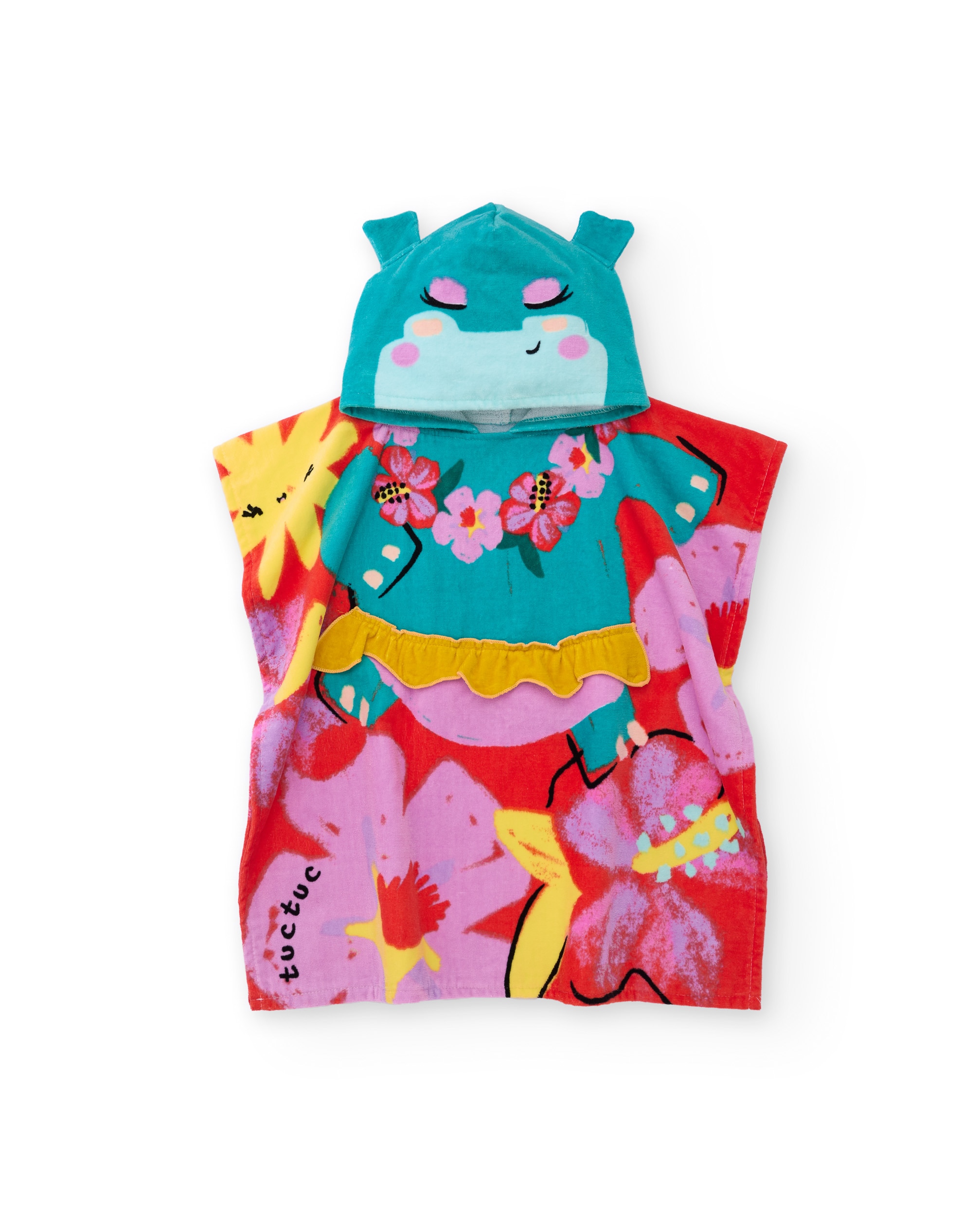 Imagen 0 de Toalla poncho de niña de punto con capucha Rojo