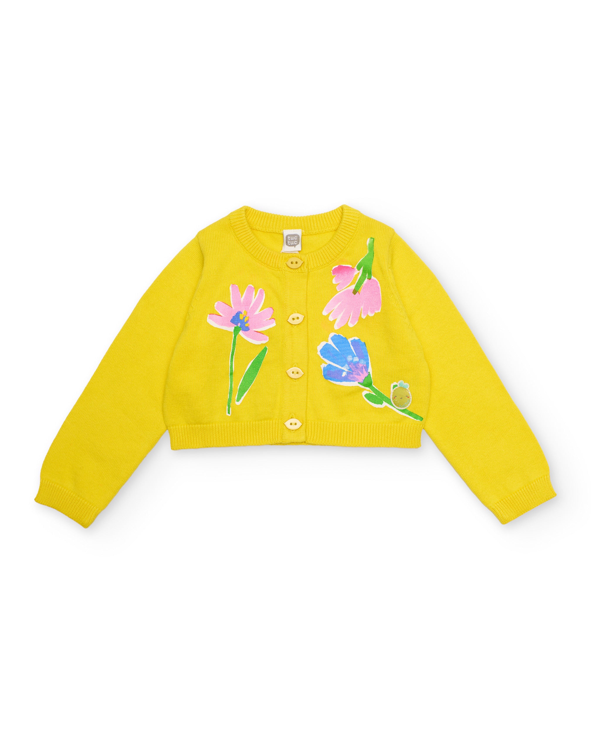 Imagen 1 de Chaqueta de niña de tricot con estampado floral - Tuc tuc - Amarillo Amarillo