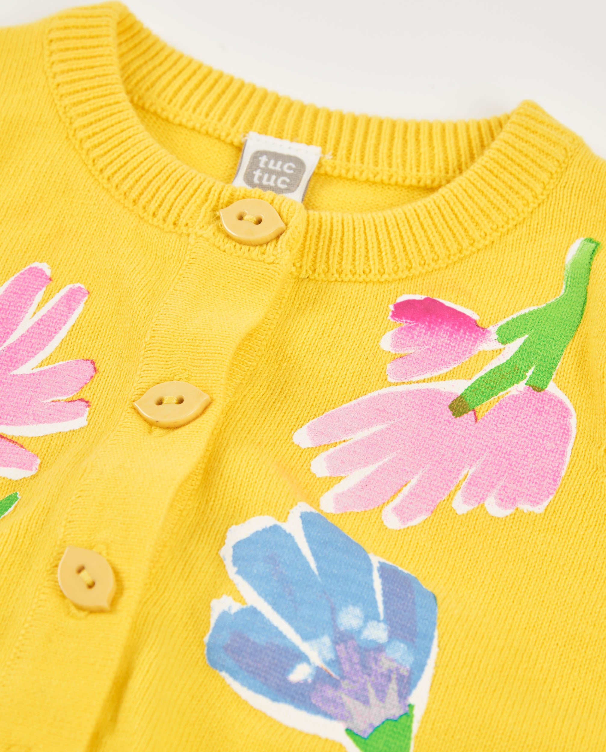Imagen 4 de Chaqueta de niña de tricot con estampado floral - Tuc tuc - Amarillo Amarillo