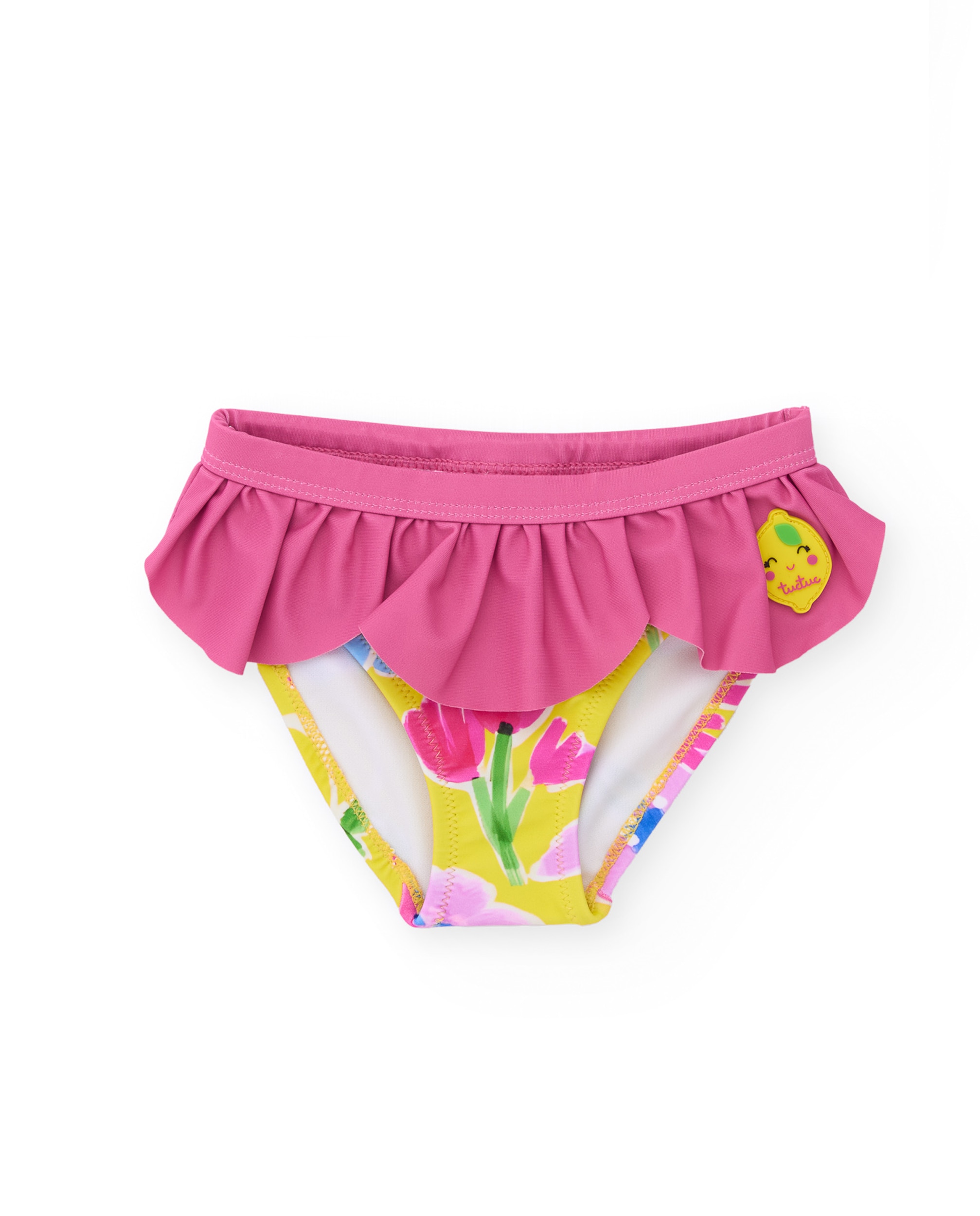 Imagen 0 de Culetín de niña de punto con volante decorativo Amarillo