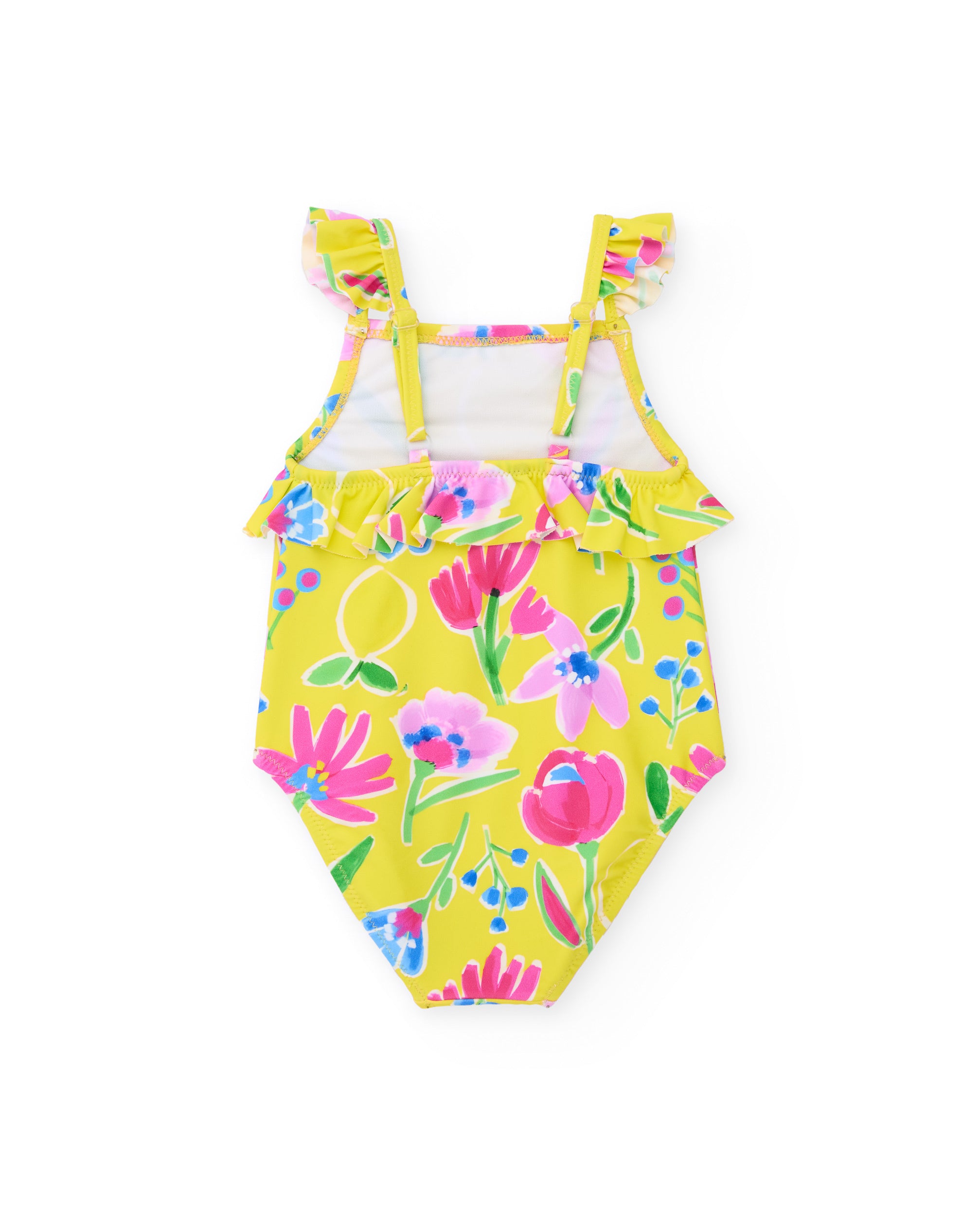 Bañador de niña de punto y volantes en tirantes - Tuc tuc - Amarillo Amarillo-2
