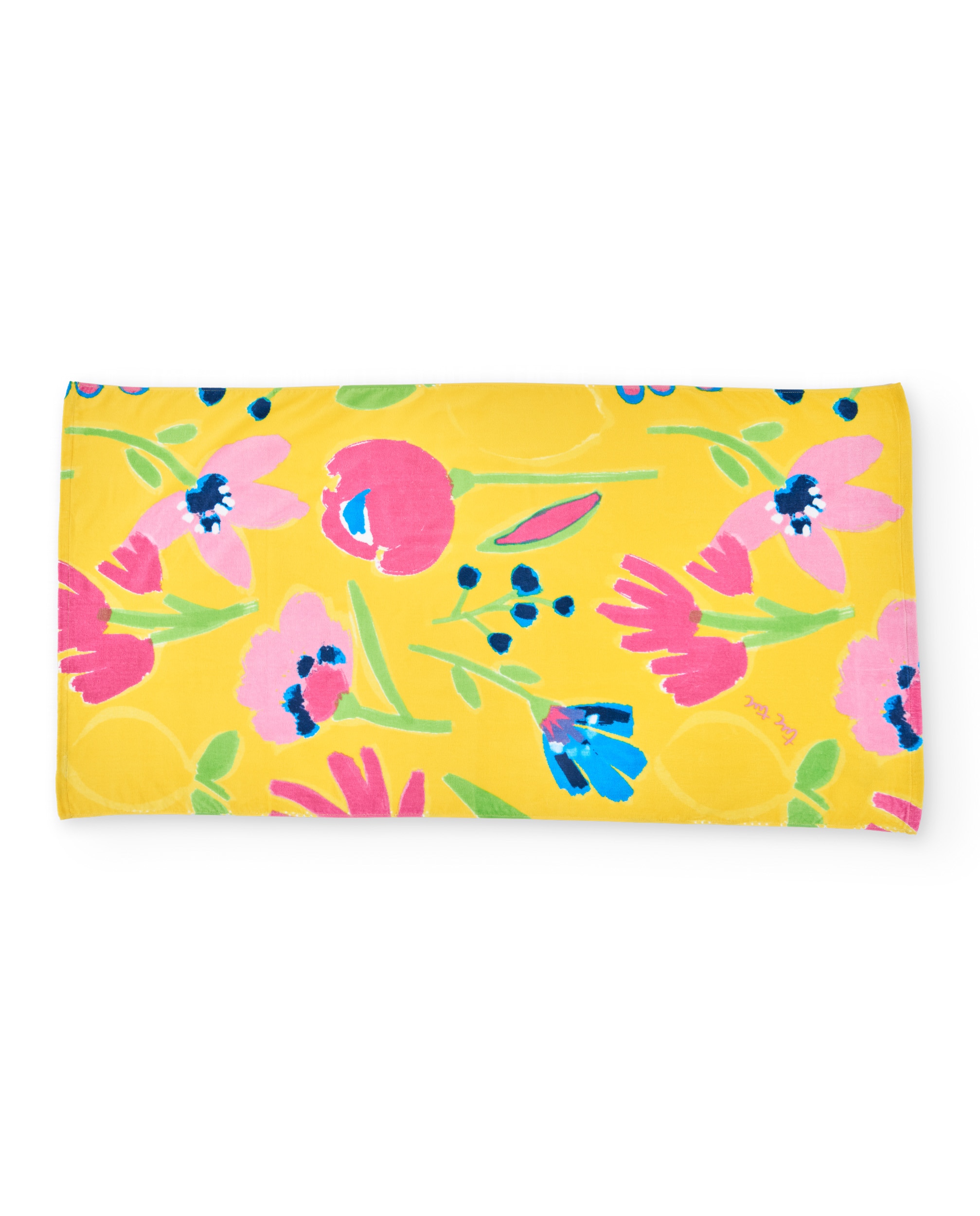 Imagen 0 de Toalla de niña de punto y estampado floral Amarillo