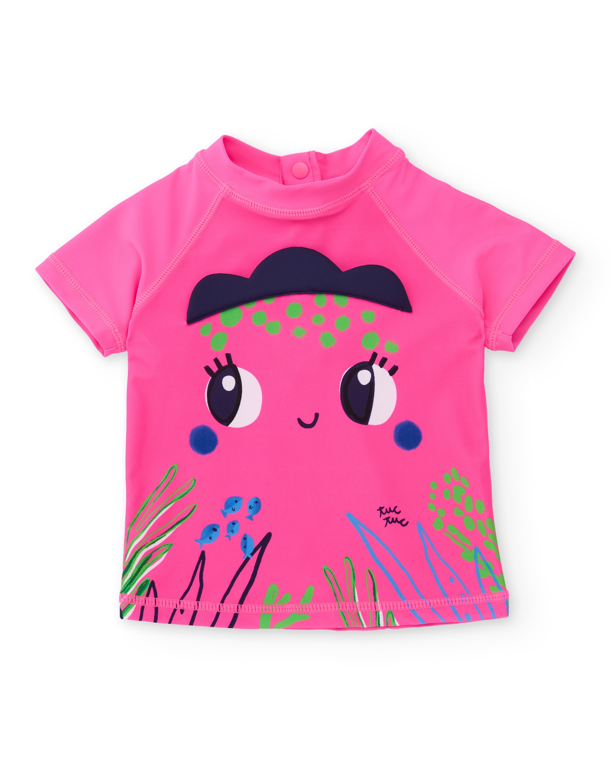 Imagen 0 de Camiseta baño de niña de punto y de secado rápido Fucsia