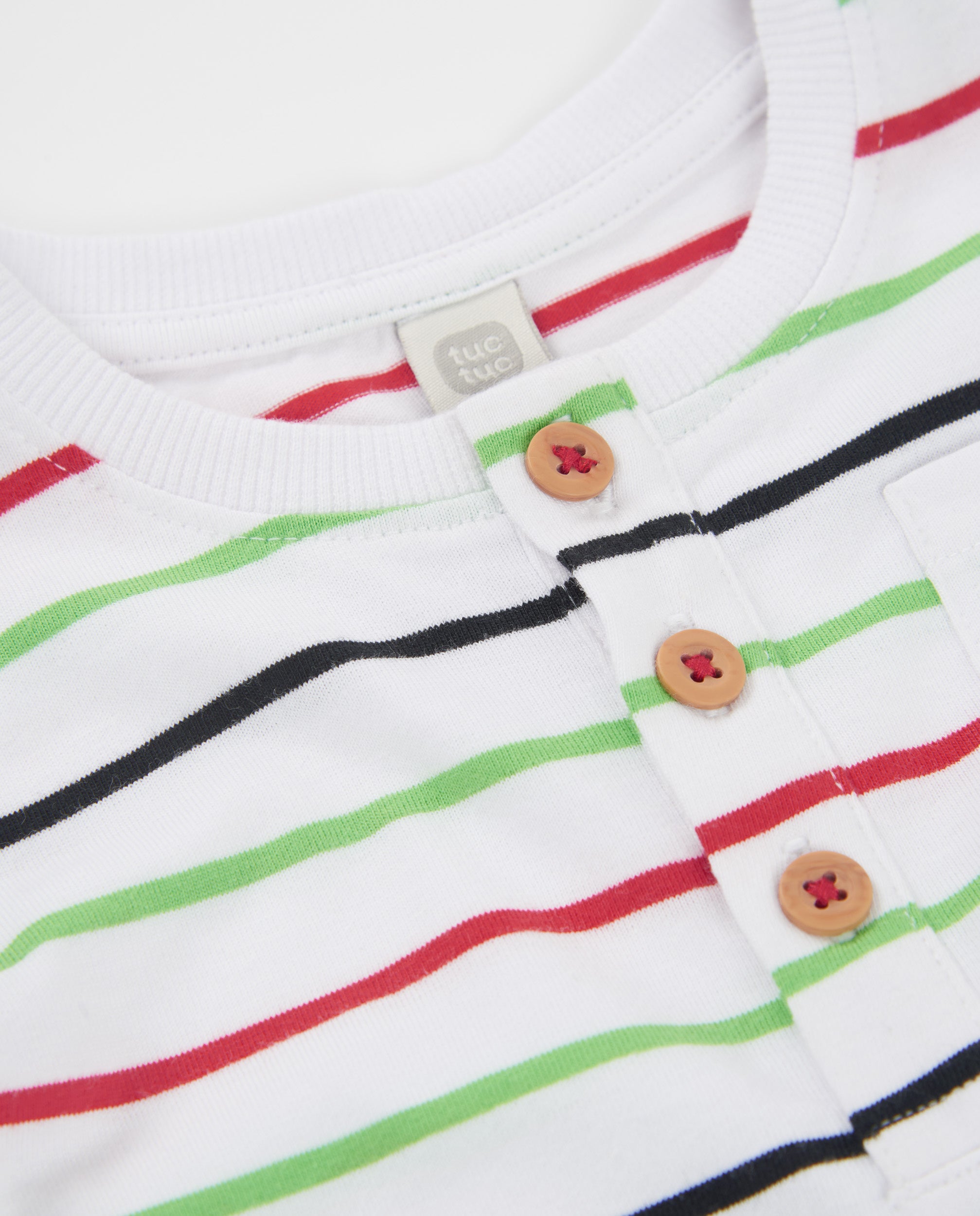 Imagen 4 de Camiseta de niño de punto con disenyo de rayas - Tuc tuc - Blanco Blanco