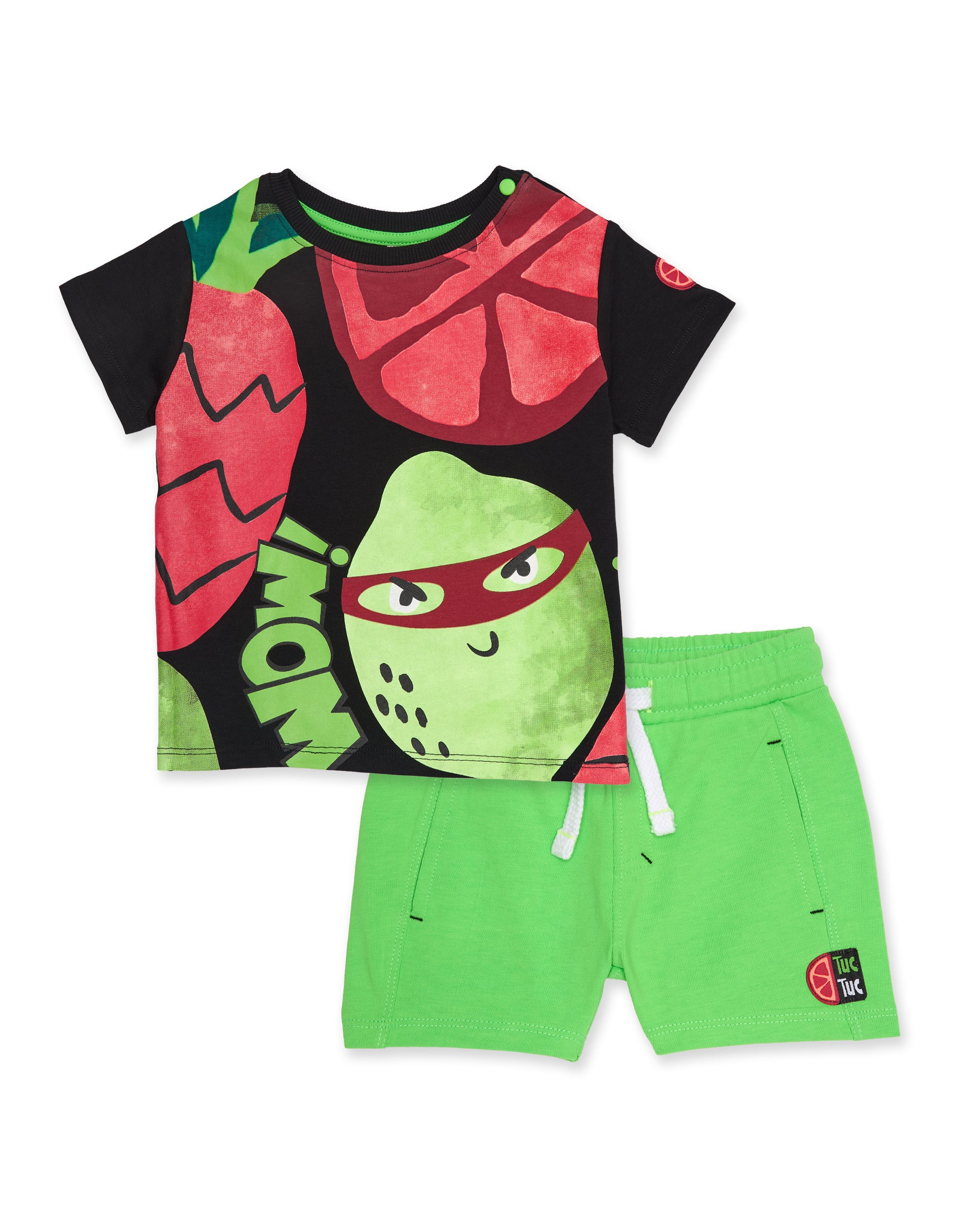 Imagen 0 de Conjunto de niño de punto con gráfico frontal Negro