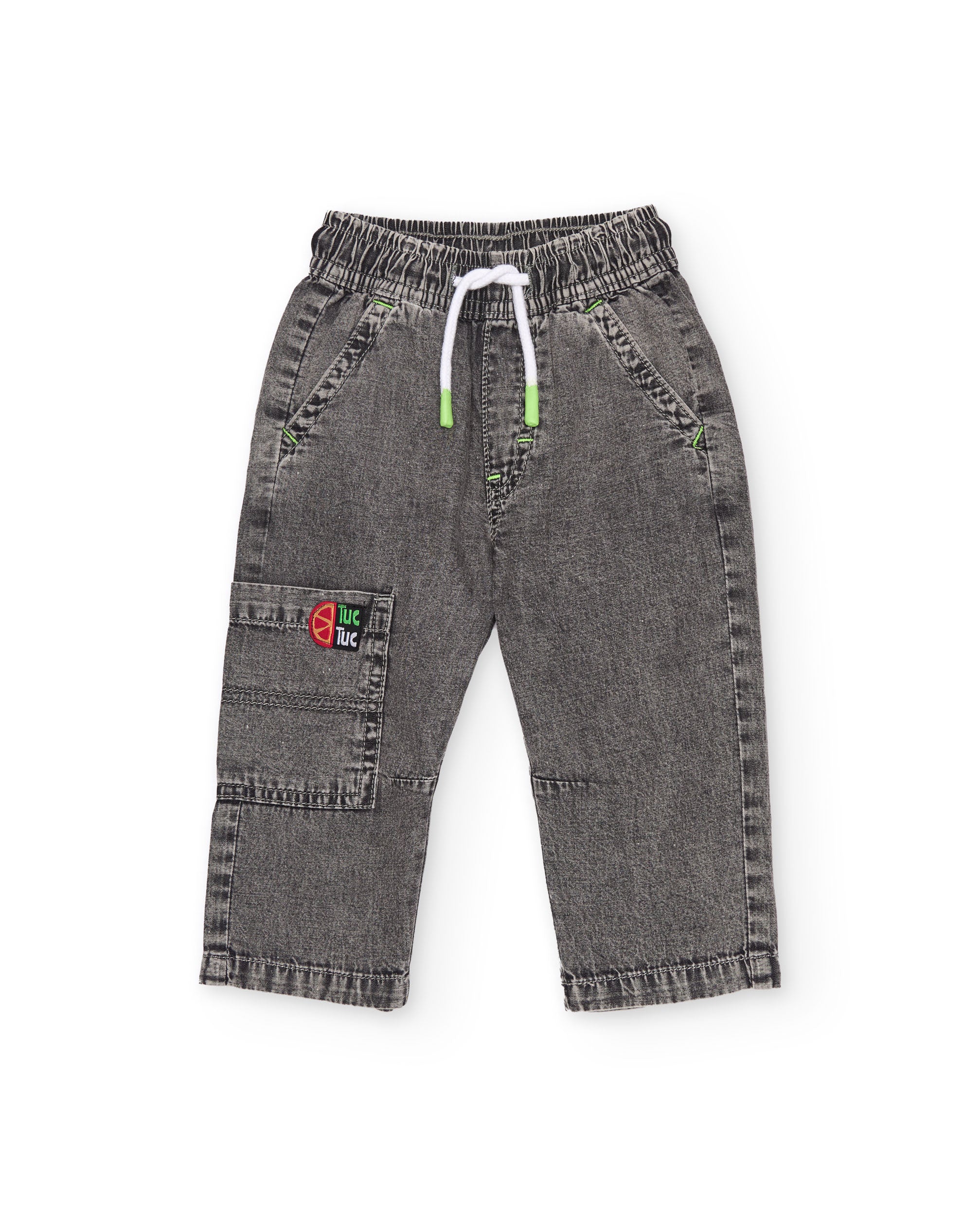 Imagen 1 de Pantalones de niño de plana y denim efecto lavado Gris
