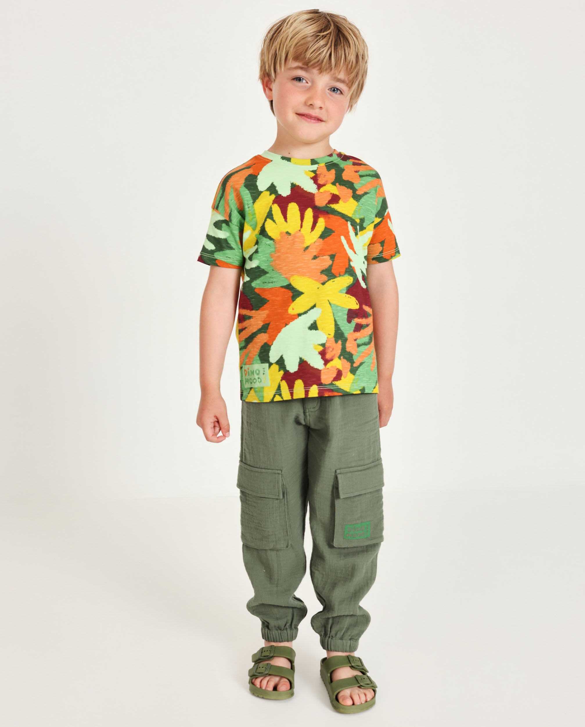Pantalones de niño de plana con bolsillos cargo - Tuc tuc - Verde Verde-2