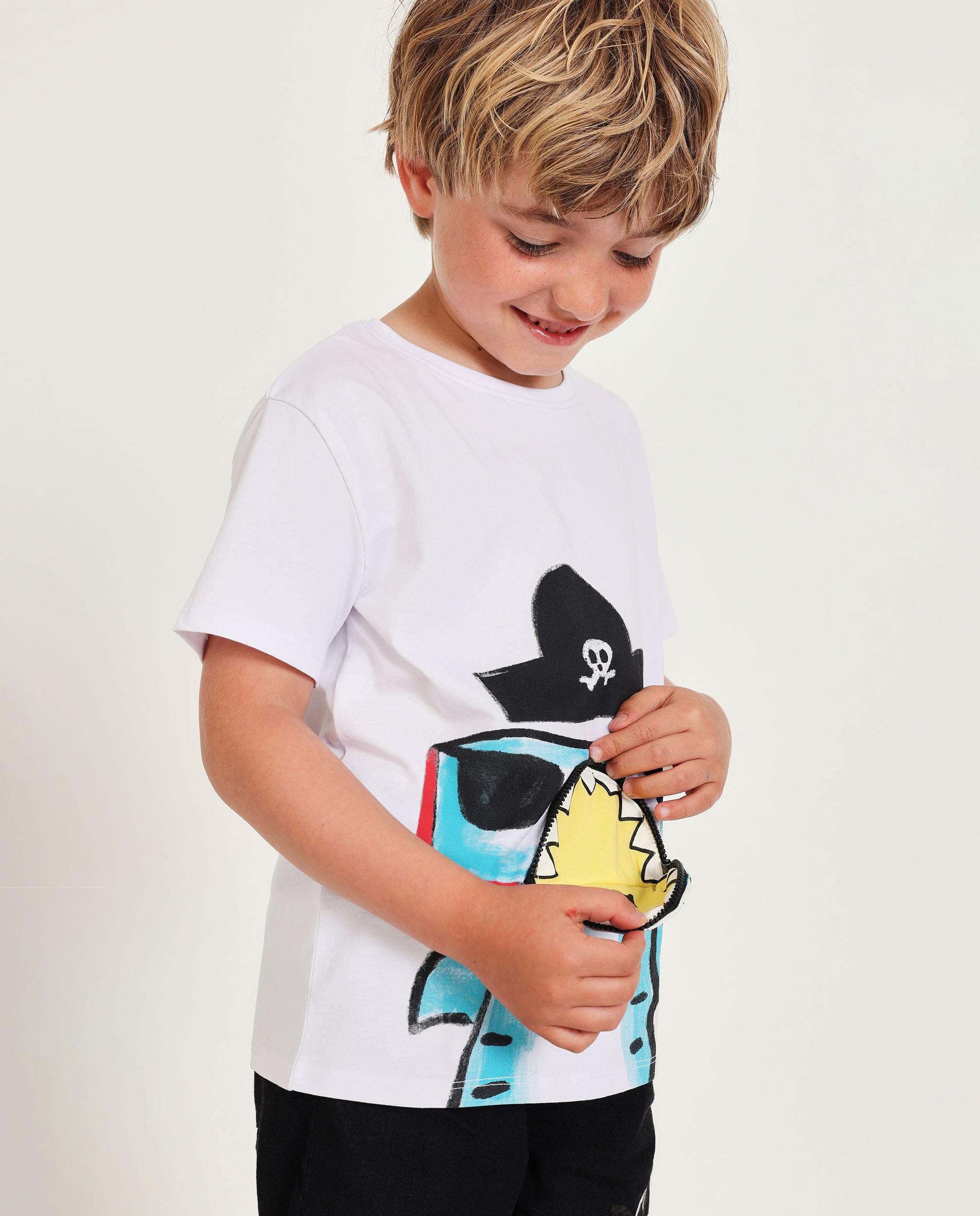 Camiseta de niño de punto de inspiración pirata - Tuc tuc - Blanco Blanco-1