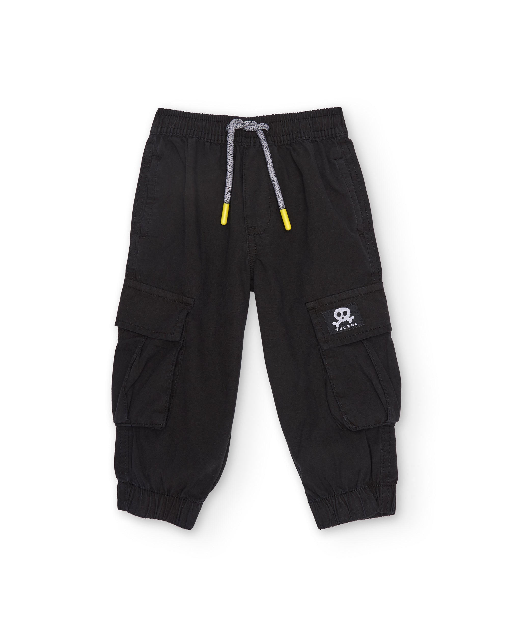 Pantalones de niño de plana y diseño cargo - Tuc tuc - Negro Negro-3
