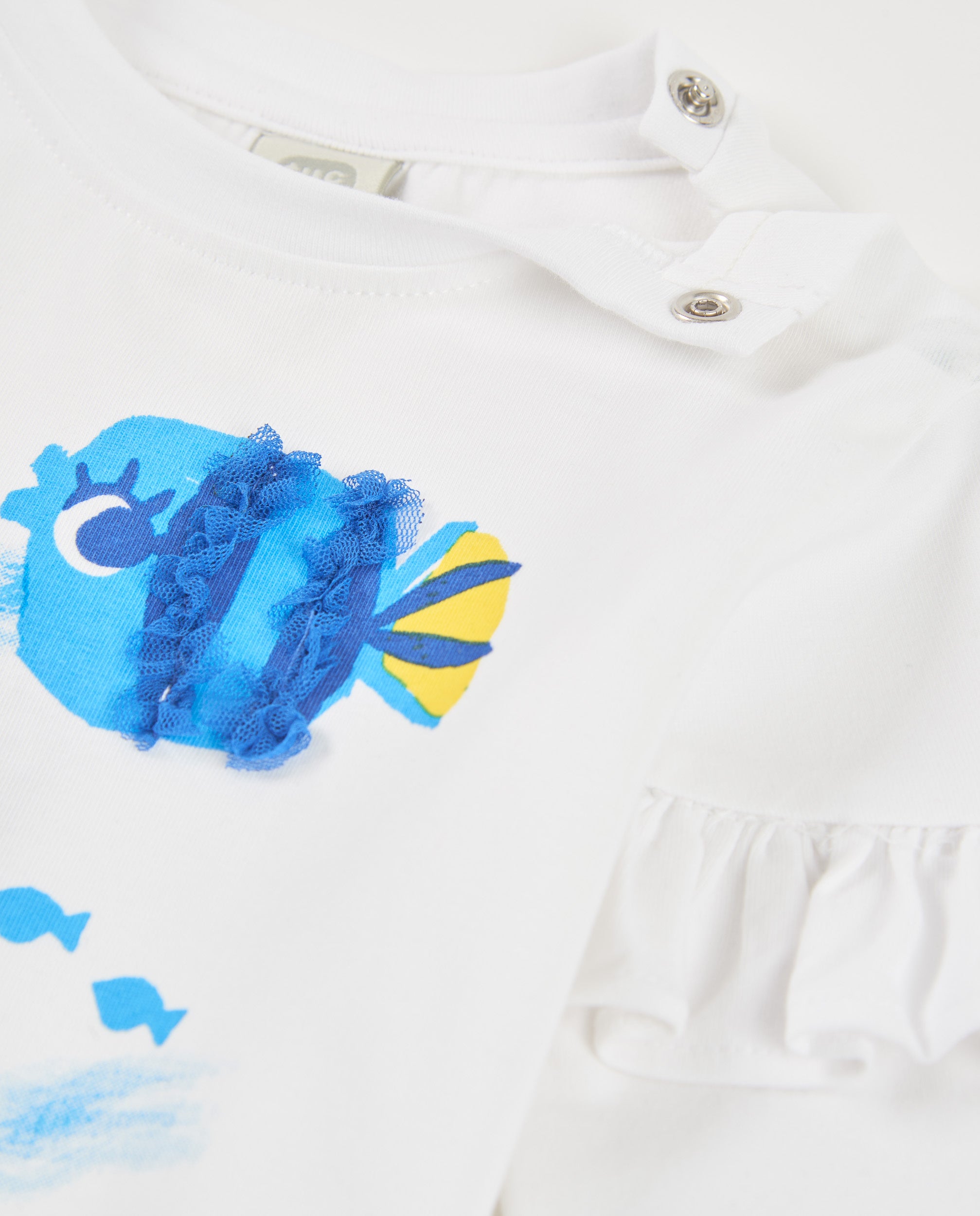 Camiseta de niña de punto y apliques en relieve - Tuc tuc - Blanco Blanco-4