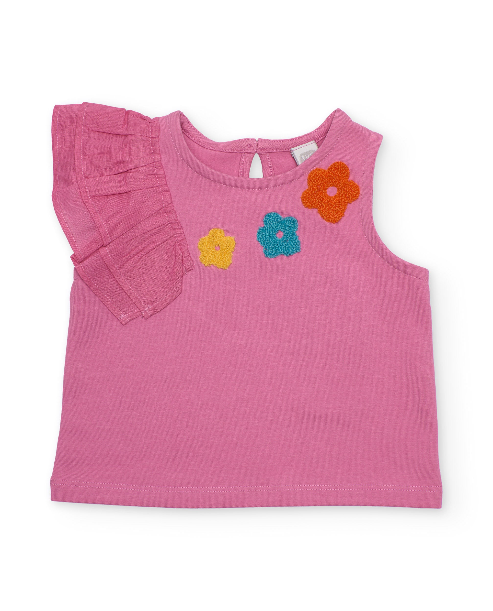 Imagen 1 de Camiseta de niña de punto con volante lateral Rosa
