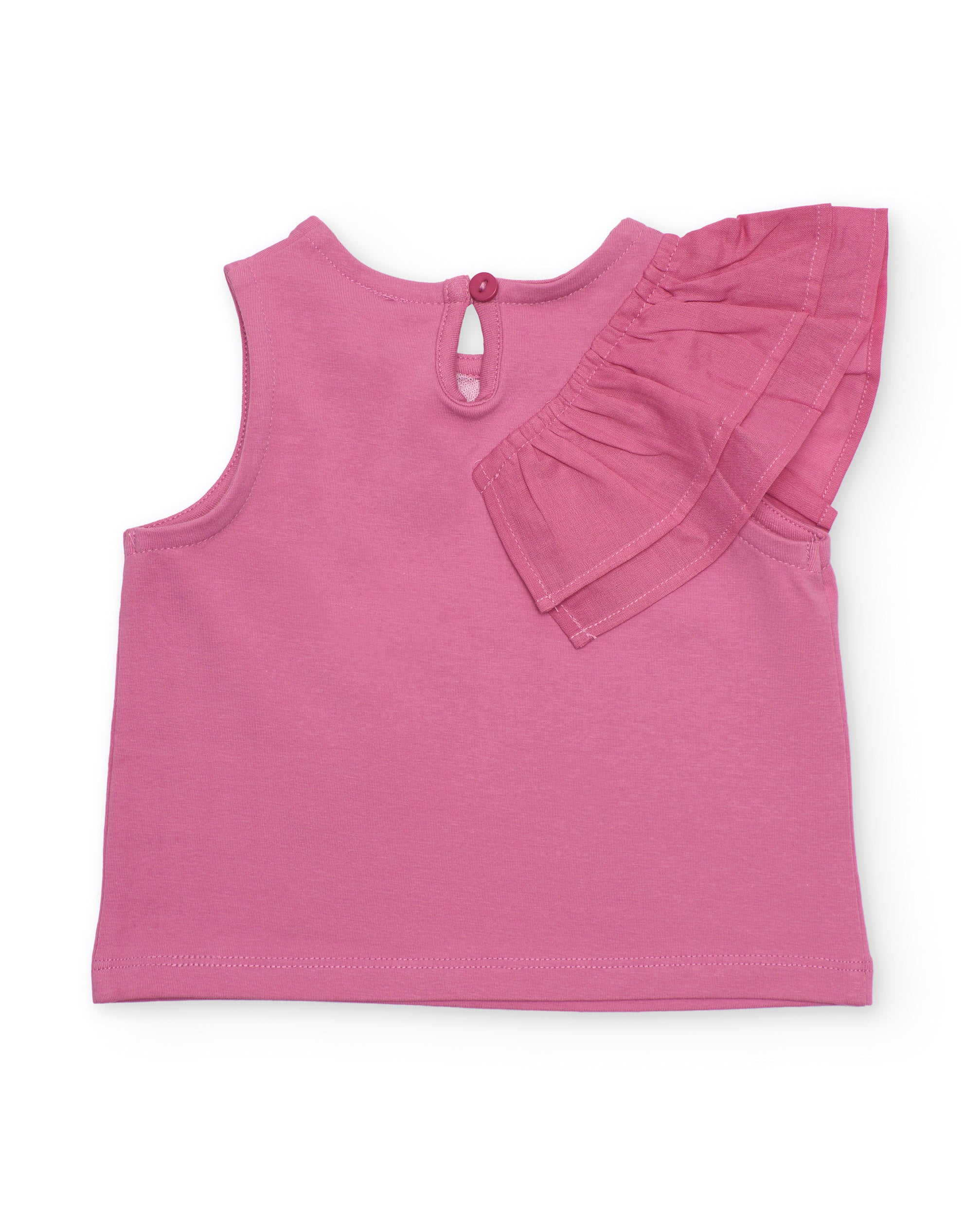 Imagen 2 de Camiseta de niña de punto con volante lateral - Tuc tuc - Rosa Rosa