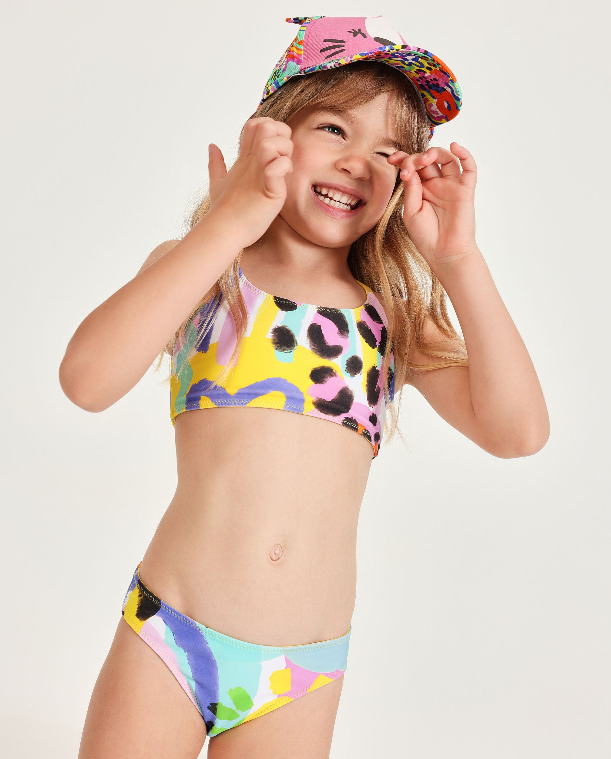 Imagen 1 de Bikini de niña de punto con diseño abstracto Amarillo