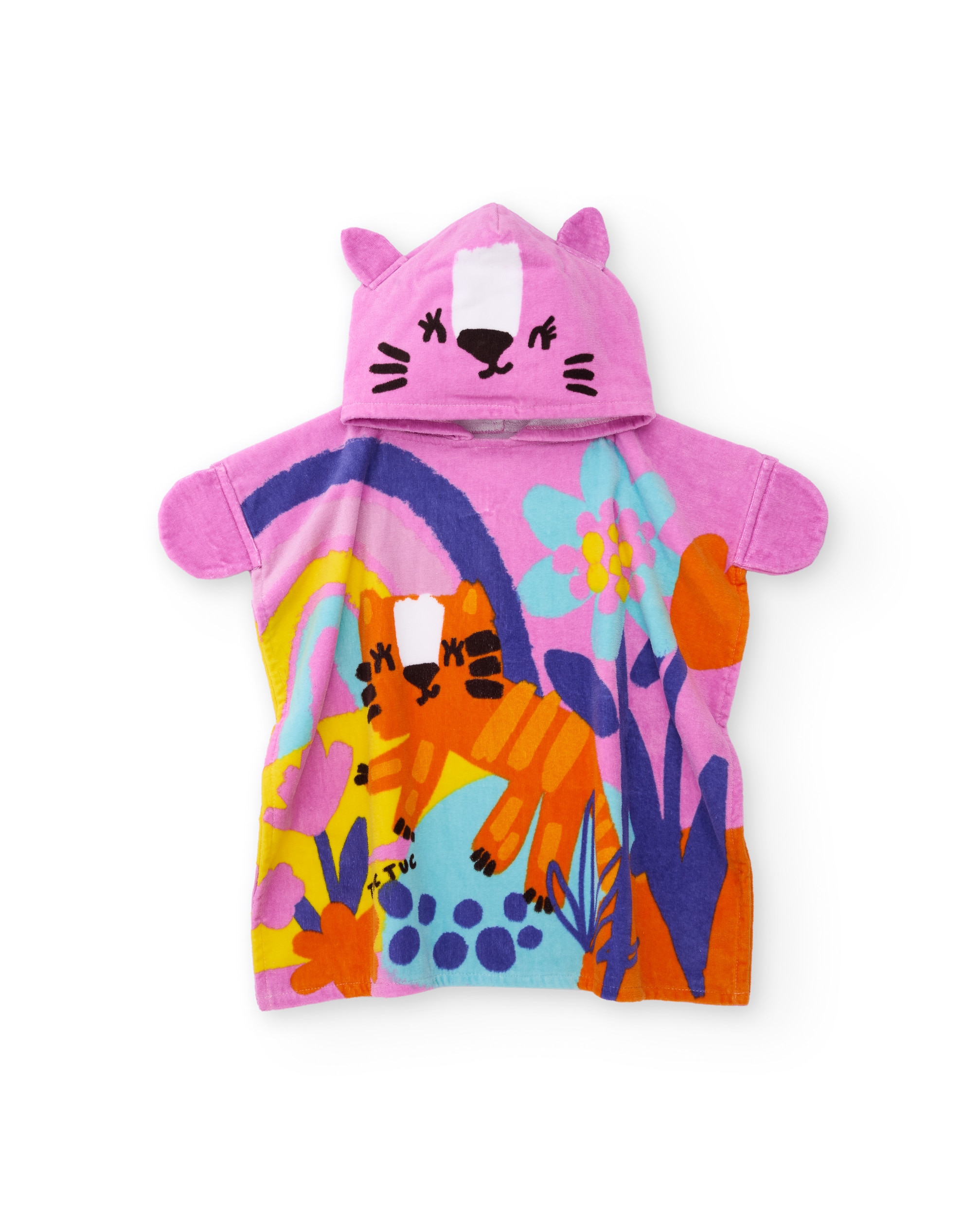 Imagen 0 de Toalla poncho de niña de punto y diseño animal Rosa