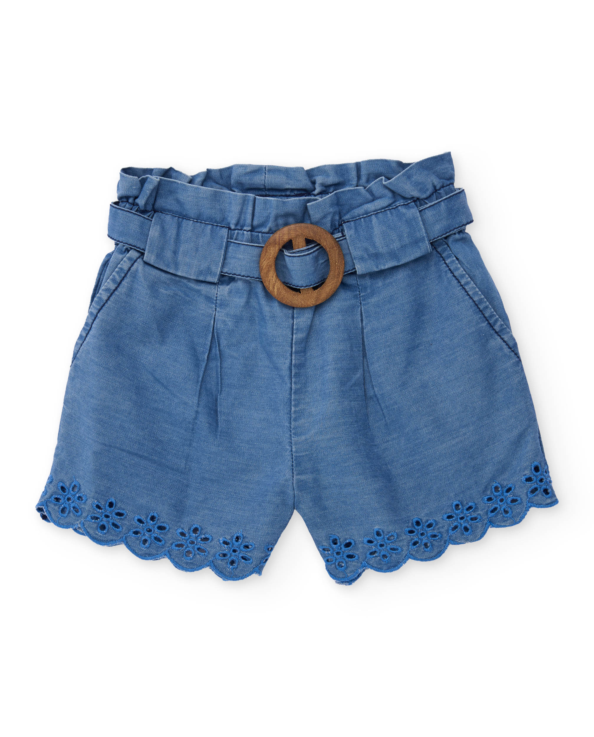 Short de niña de plana con bordados florales - Tuc tuc - Azul denim Azul denim-1