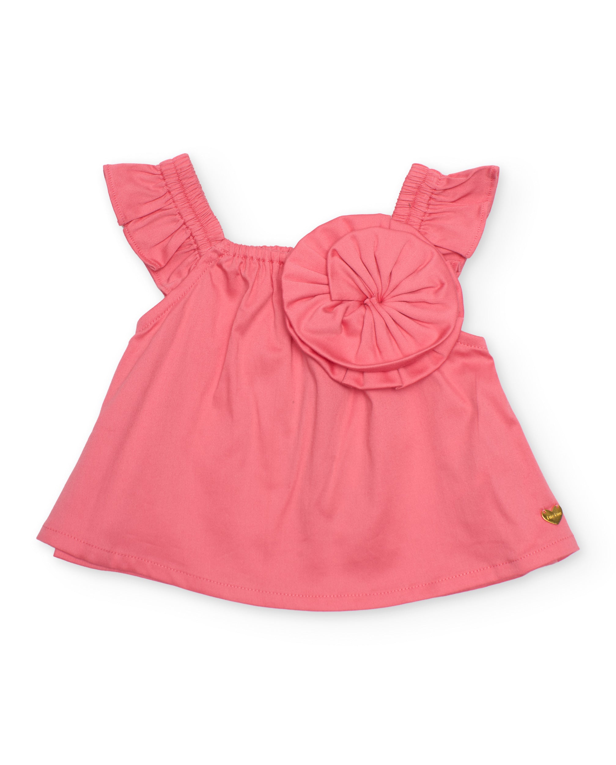 Imagen 0 de Blusa de niña de plana y gran flor frontal Rosa