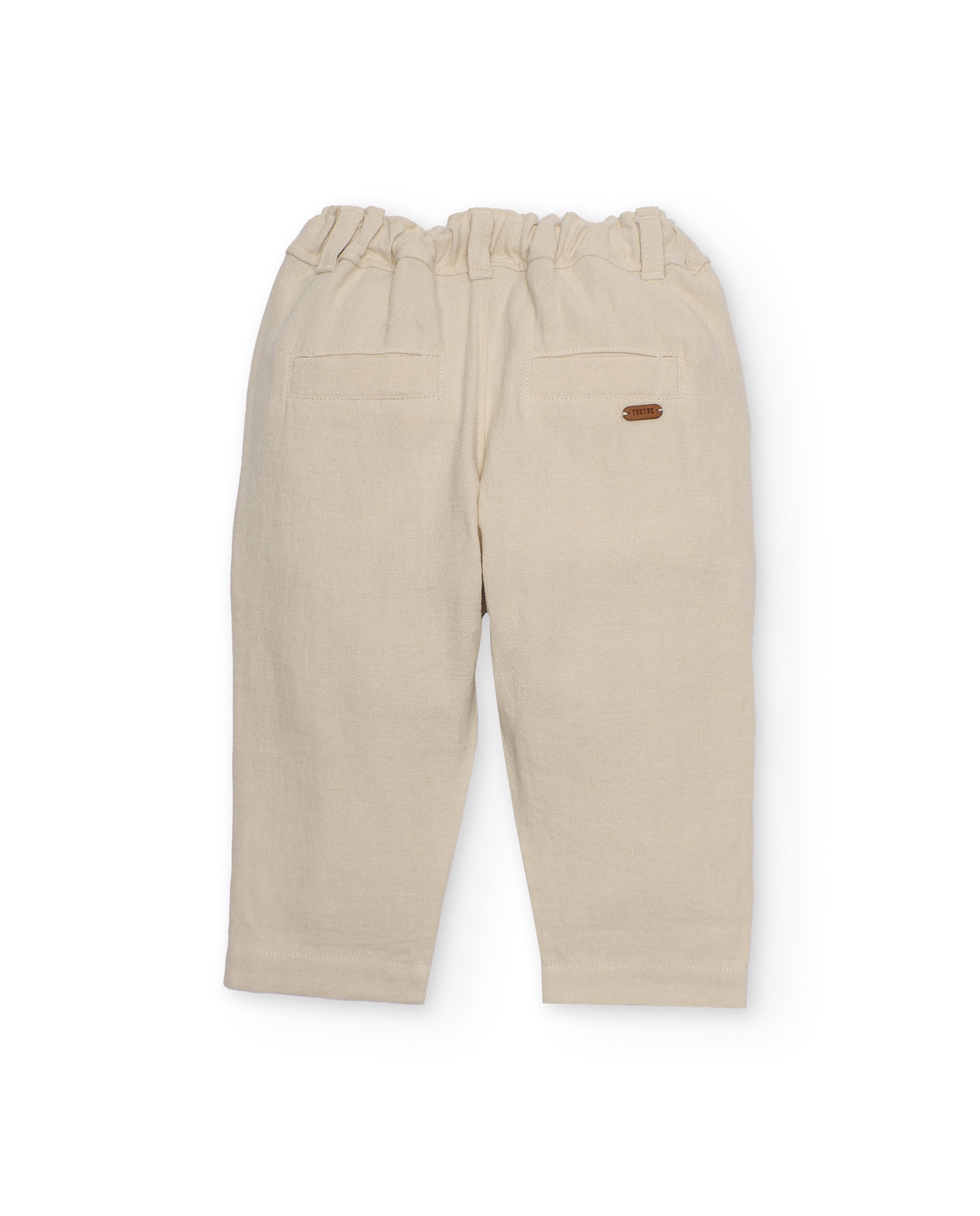 Pantalones de niño de plana con cinturilla elástica - Tuc tuc - Beige Beige-2