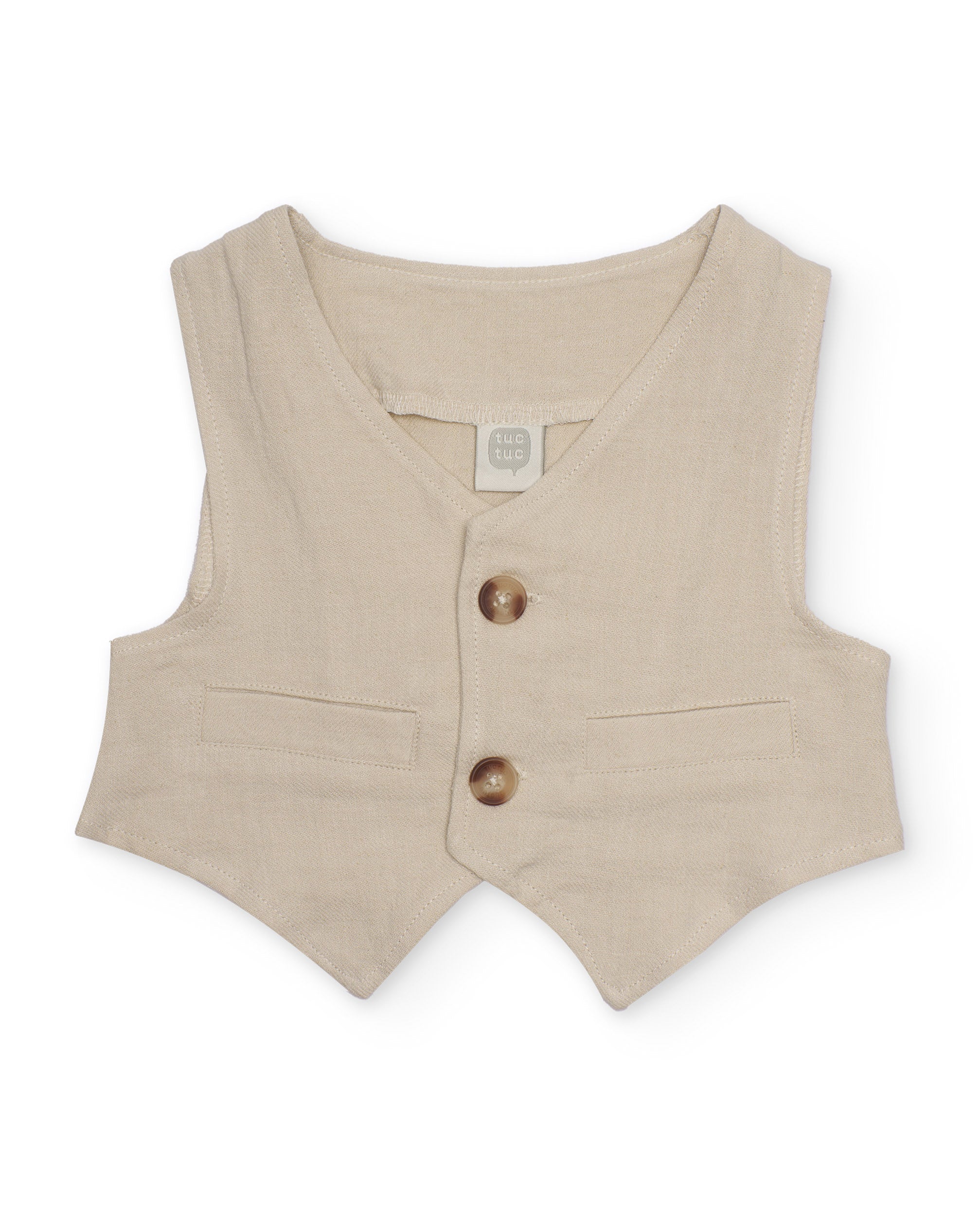 Chaleco de niño de plana y cierre de botones - Tuc tuc - Beige Beige-3