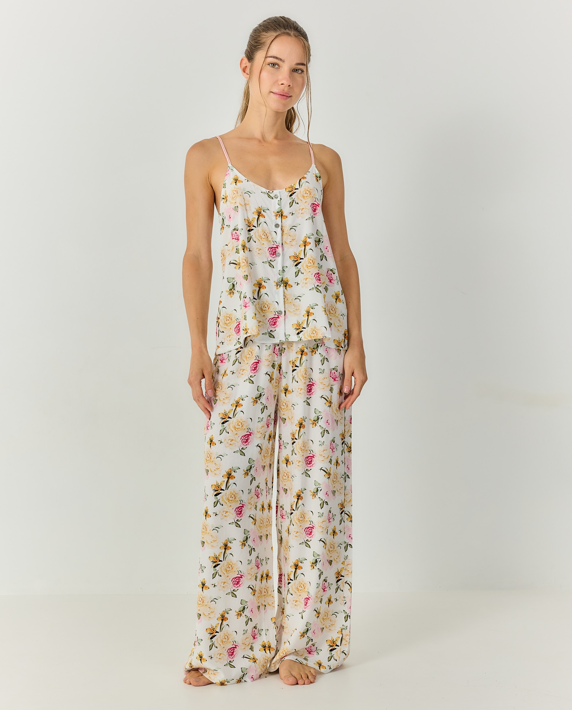 Imagen 0 de Pijama mujer tirantes finos y pantalón largo Rosa
