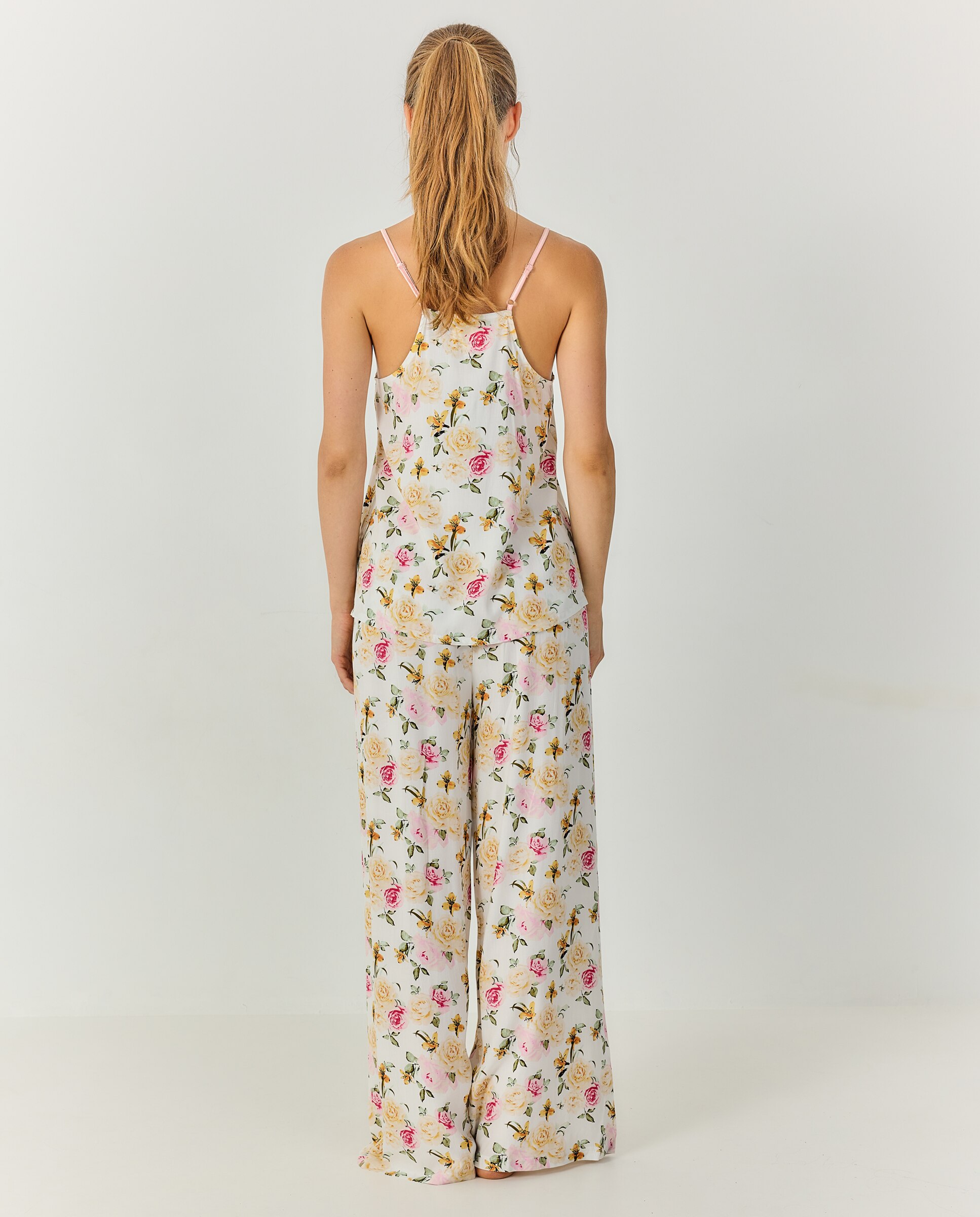 Pijama mujer tirantes finos y pantalón largo - J&J Brothers - Rosa Rosa-2