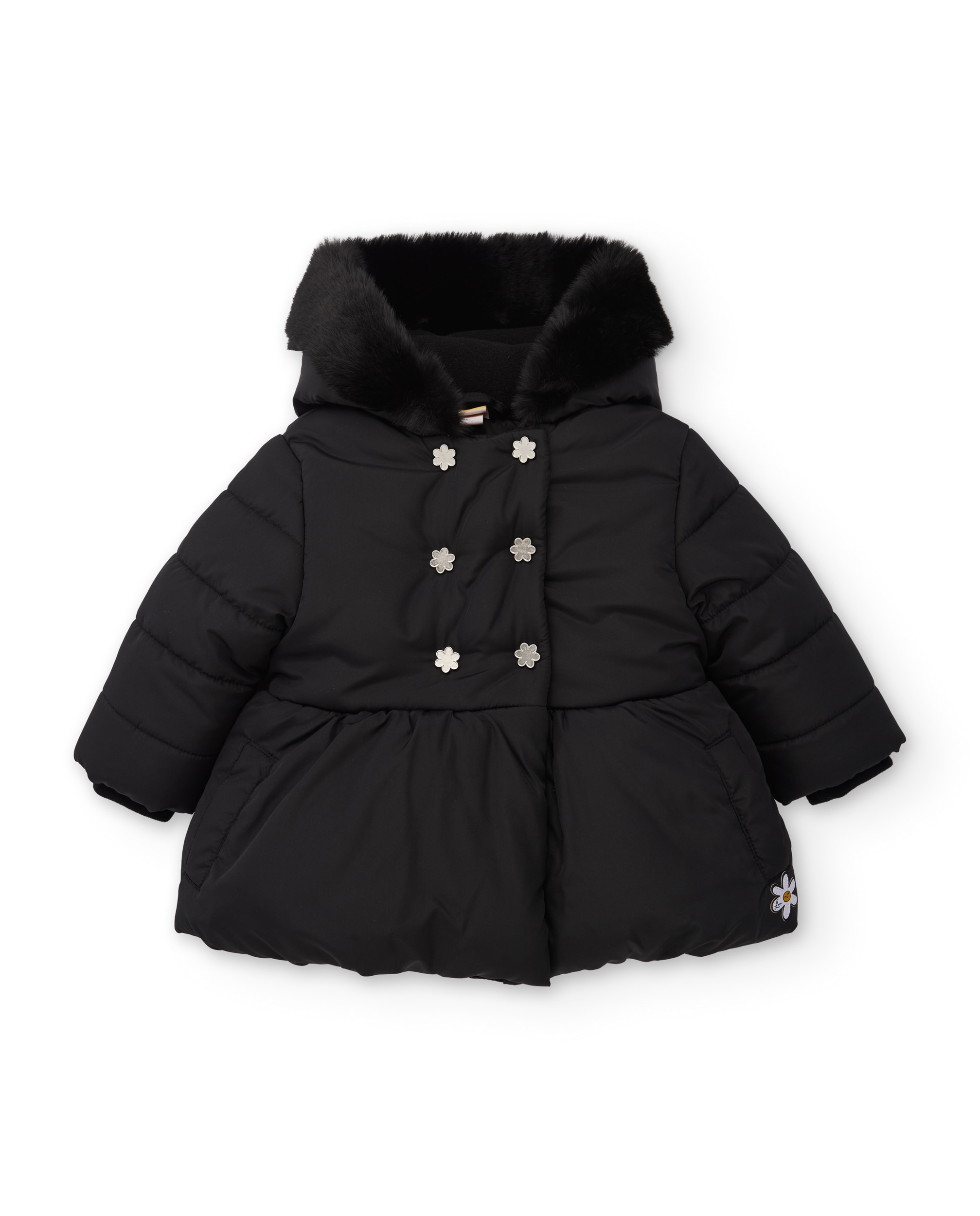 Abrigo de niña acolchado con capucha y forro de peluche - Tuc tuc - Negro Negro-1