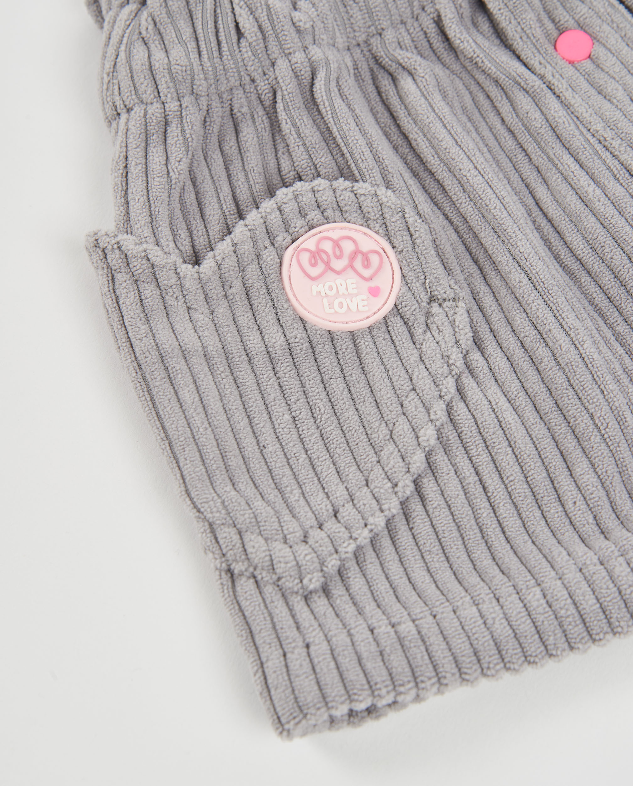 Falda de niña de canalé y botones decorativos - Tuc tuc - Gris Gris-4