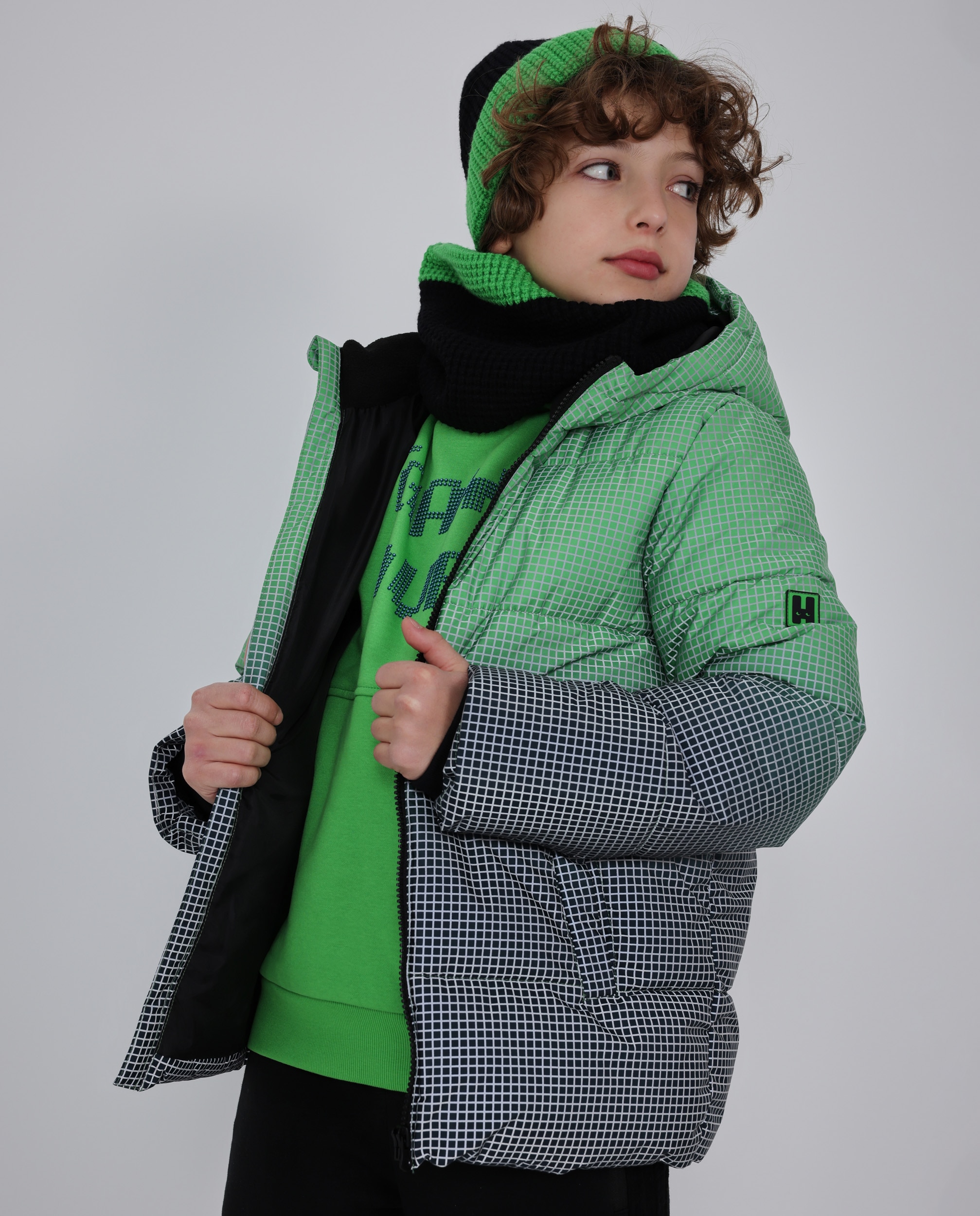Imagen 1 de Abrigo de niño acolchado con estampado geométrico - Tuc tuc - Verde Verde