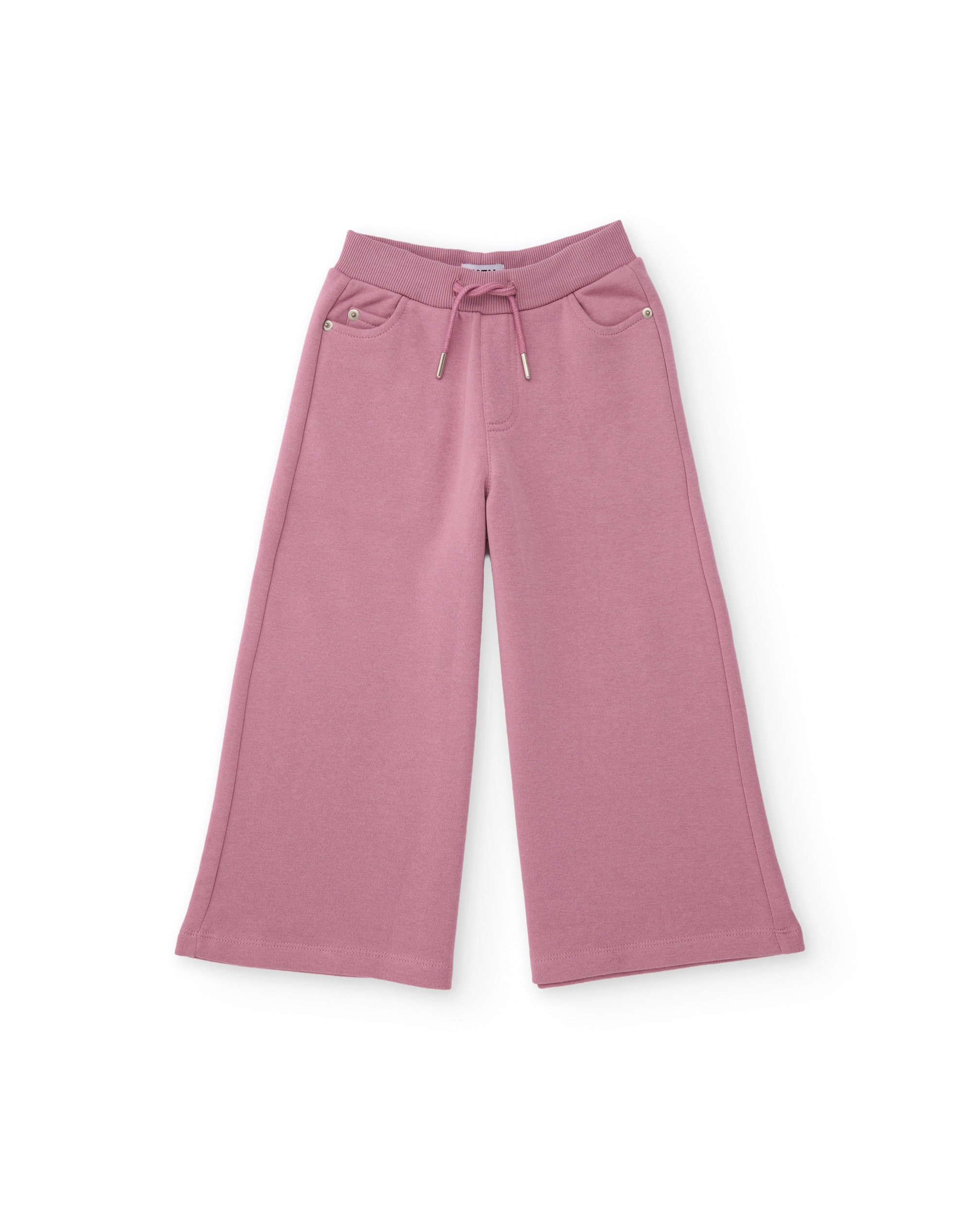 Imagen 0 de Pantalón de niña de punto con corte ancho y cintura elástica Rosa