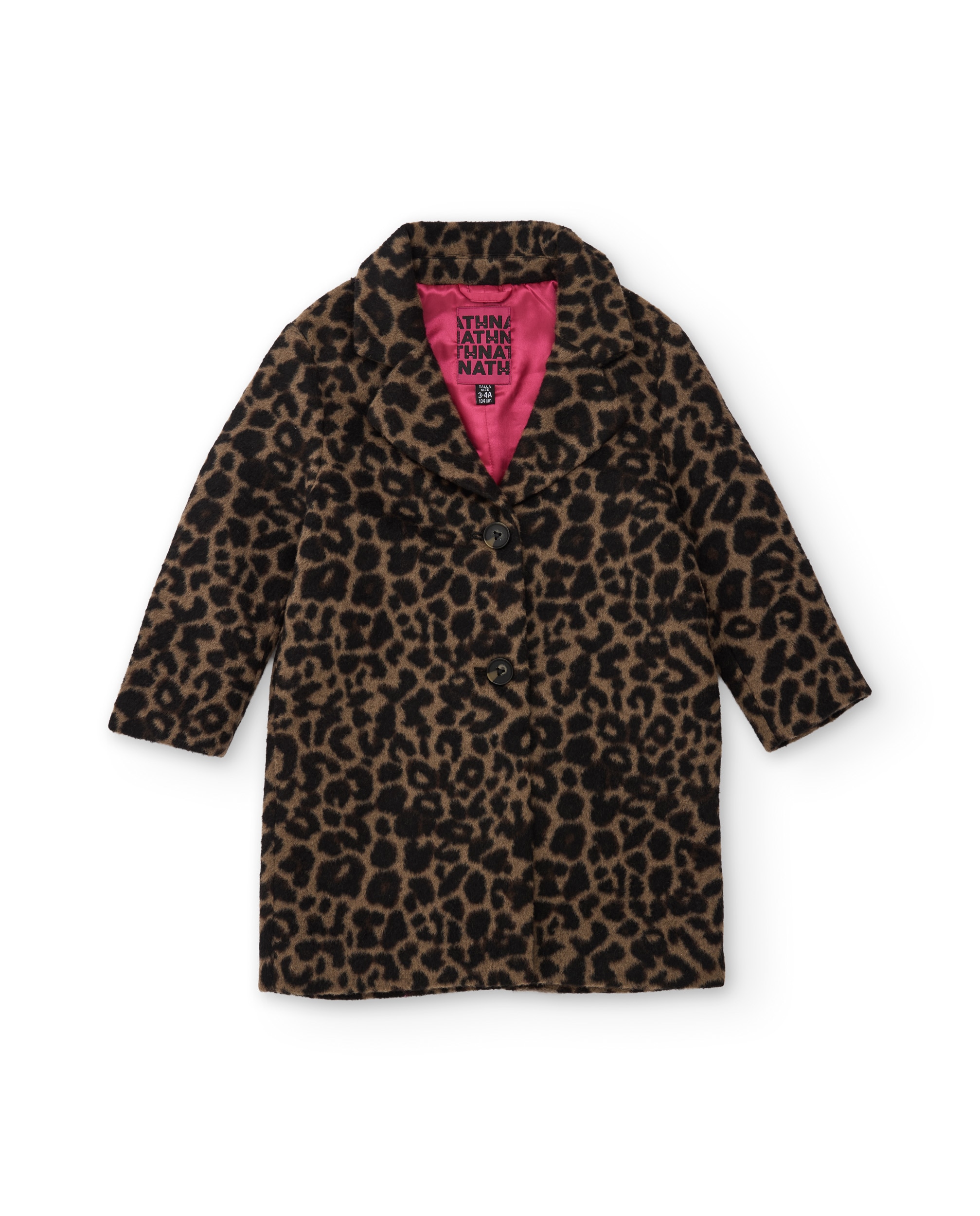 Abrigo de niña de tela plana con estampado animal print y botones - Tuc tuc - Marrón Marrón-1