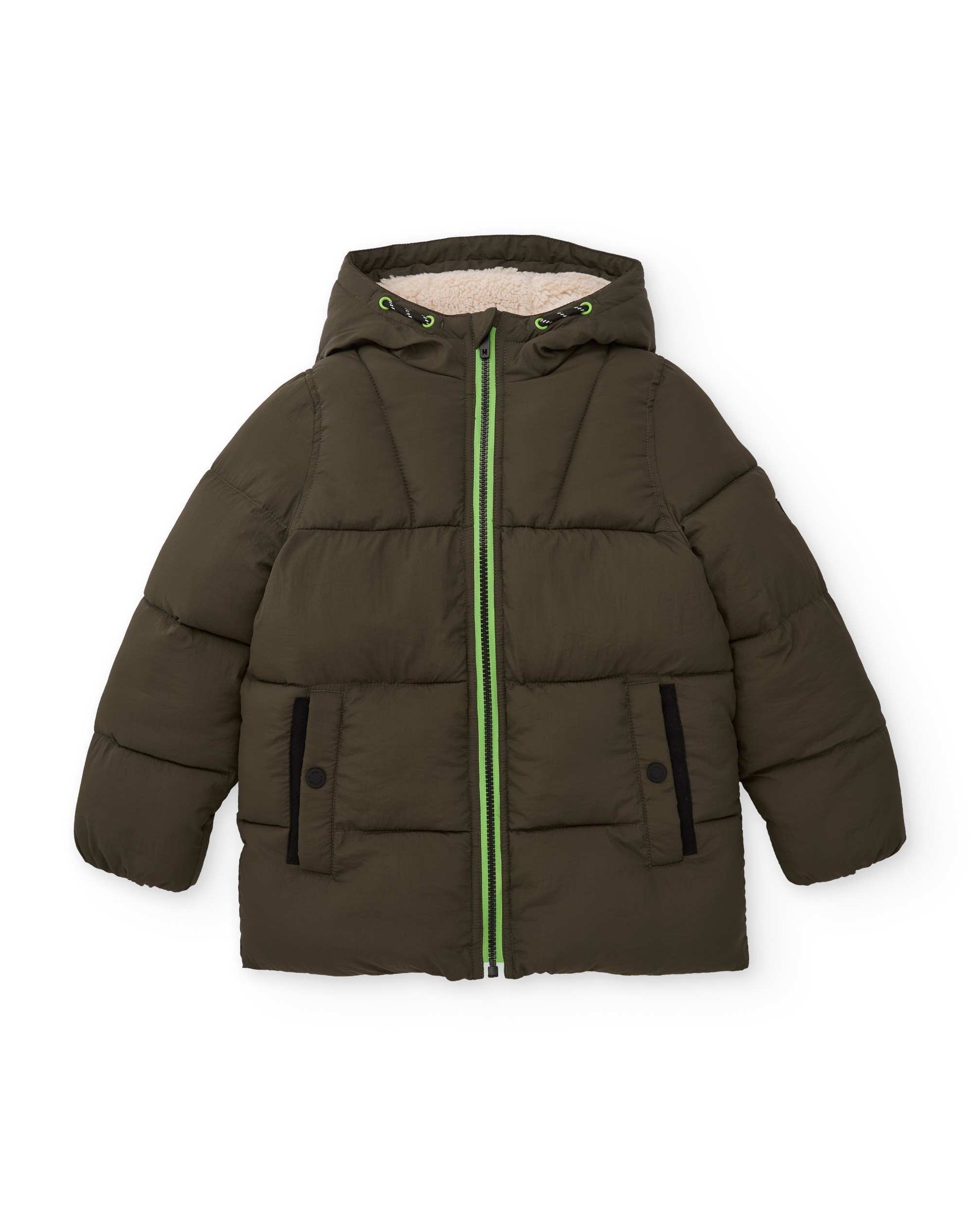 Abrigo de niño acolchado con capucha forrada - Tuc tuc - Kaki Kaki-3