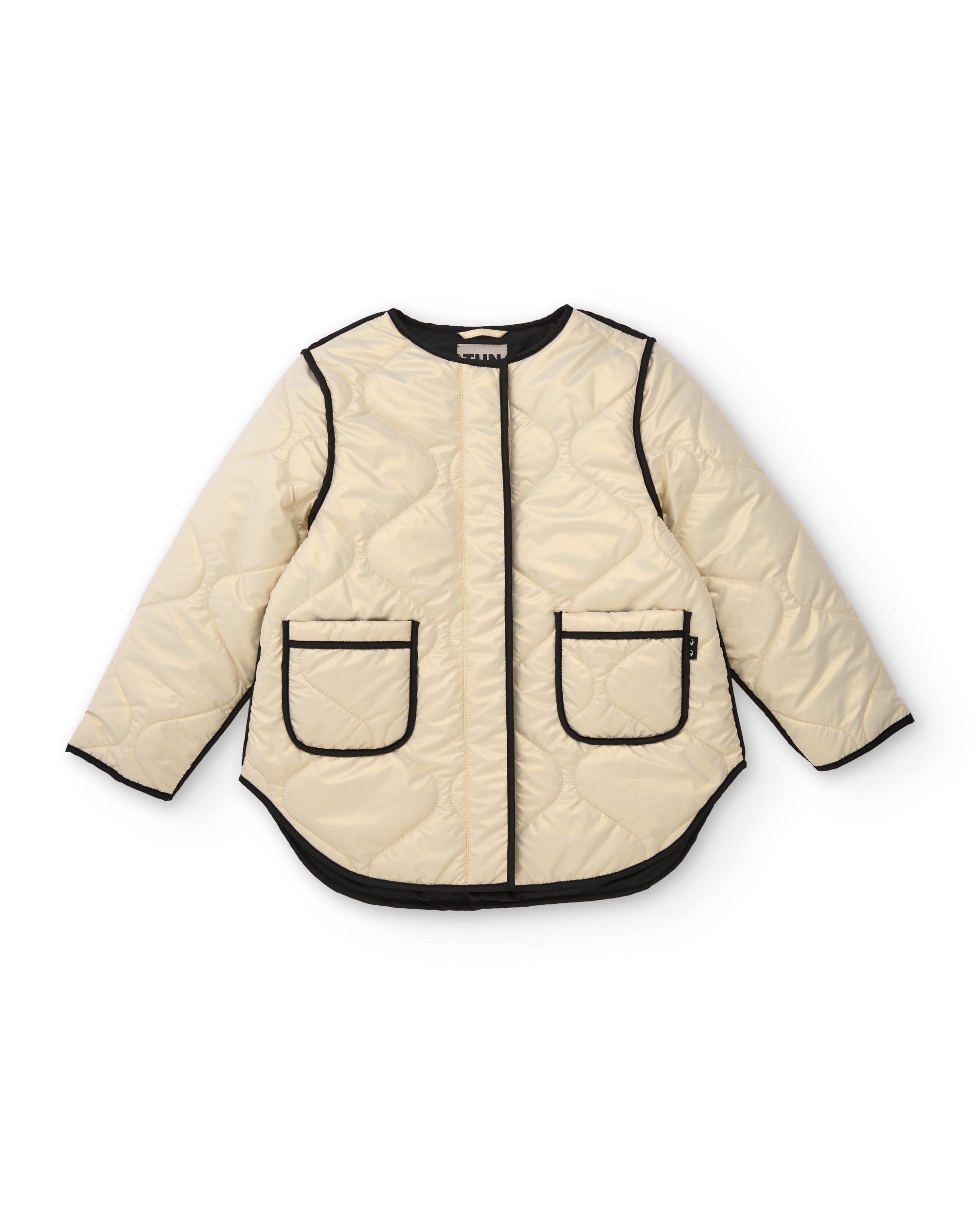 Abrigo acolchado de niña de tela de plana con botones - Tuc tuc - Crema Crema-3