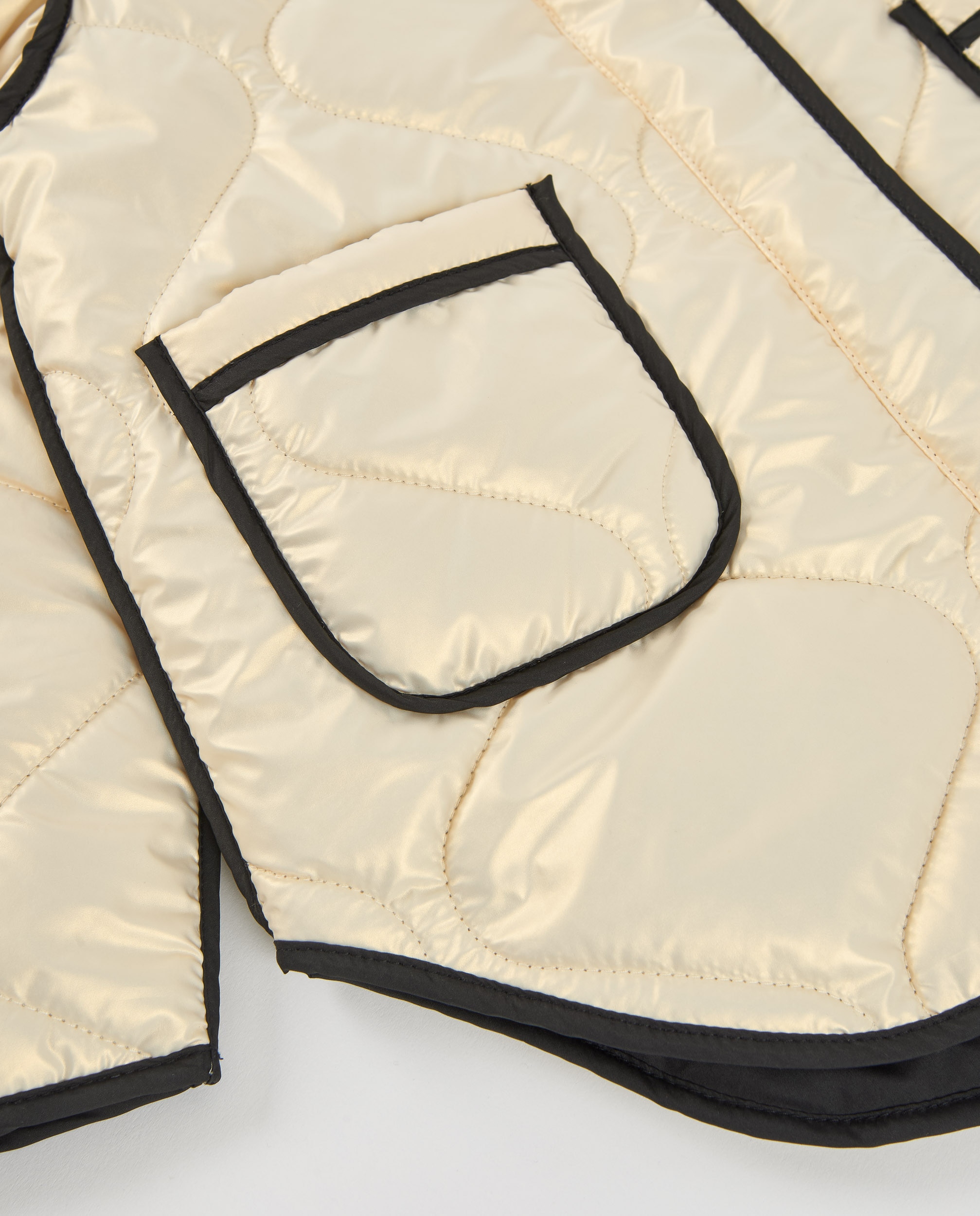 Abrigo acolchado de niña de tela de plana con botones - Tuc tuc - Crema Crema-5