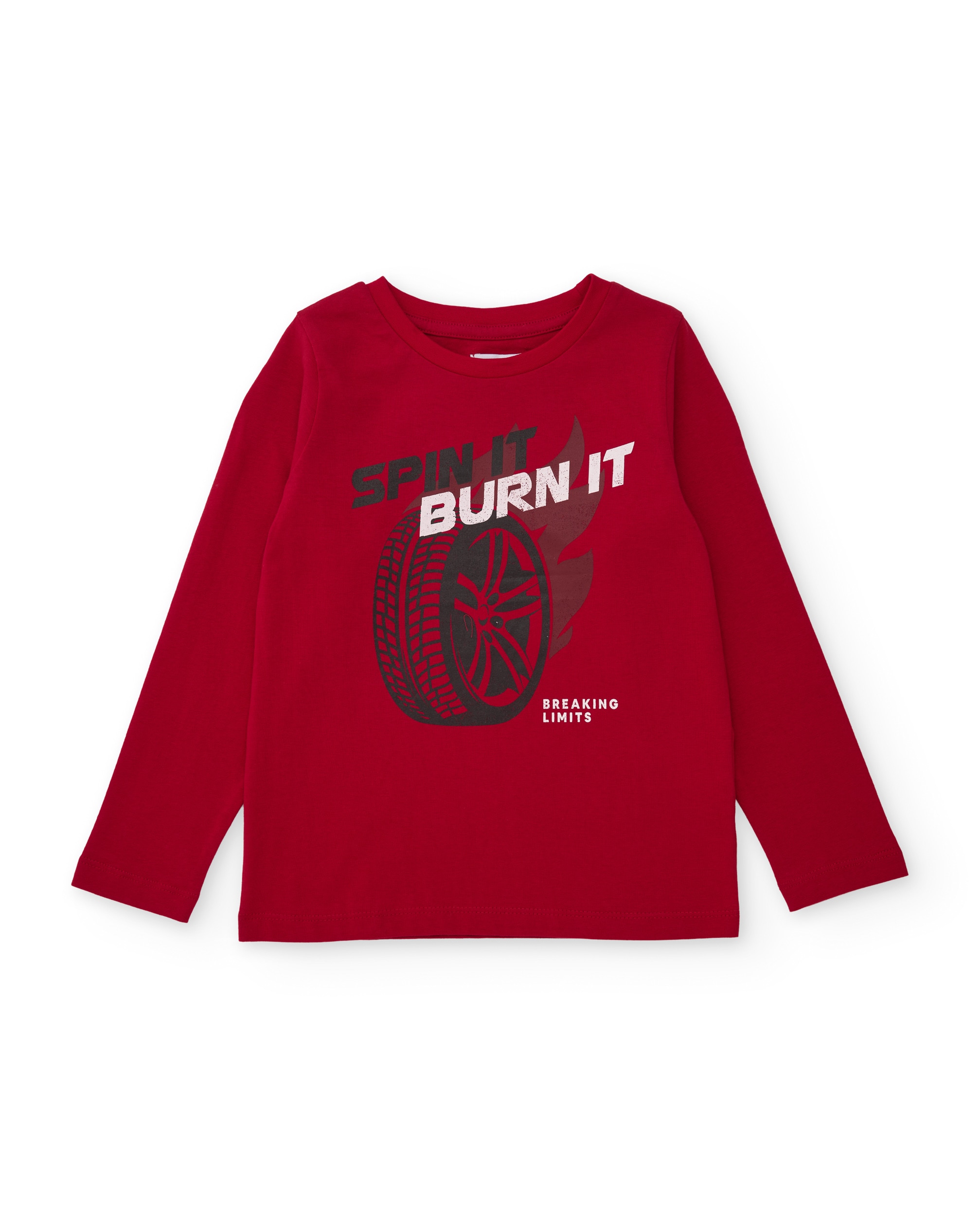 Camiseta de niño de punto con diseño de rueda - Tuc tuc - Rojo Rojo-1