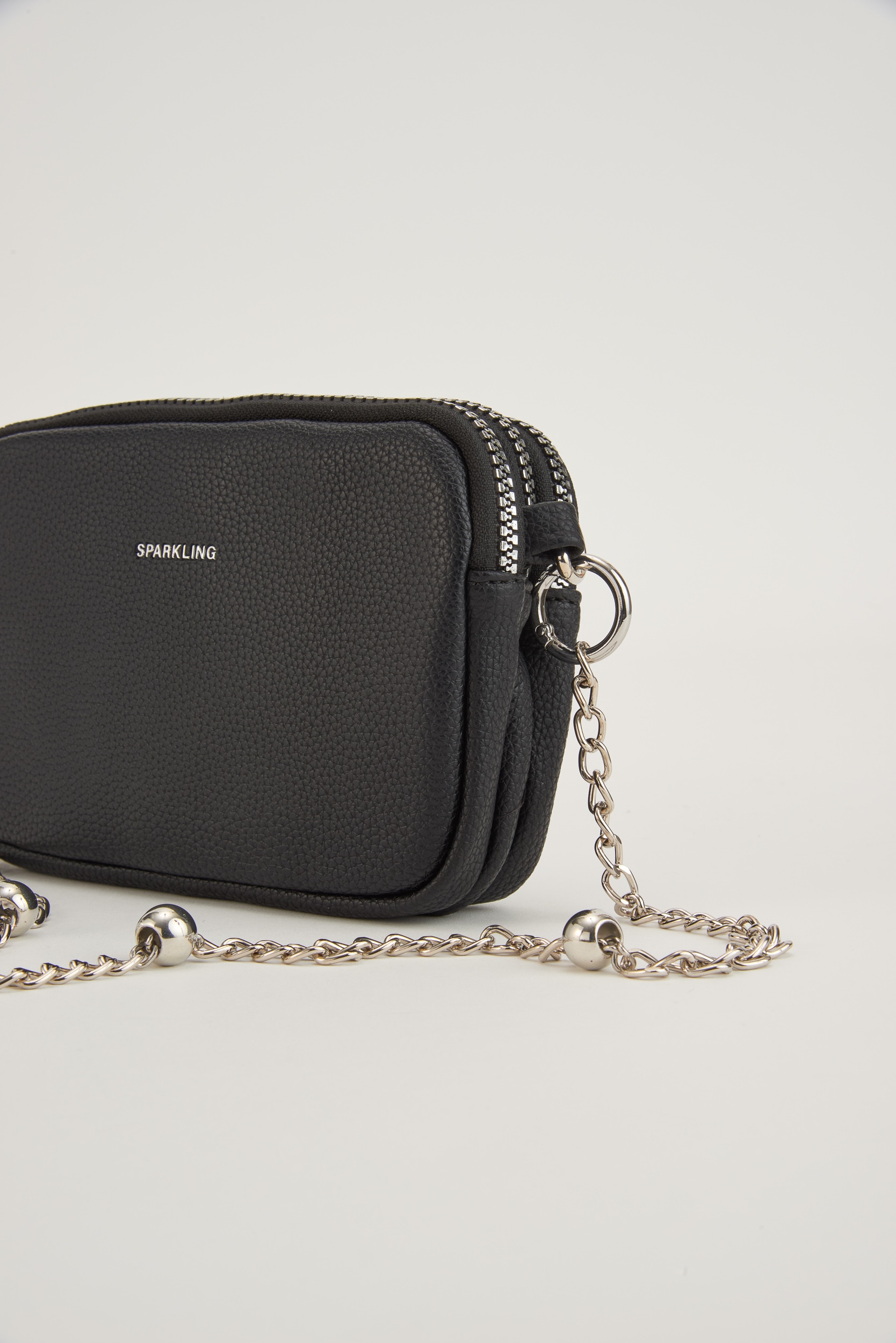 Bolso de niña de cuero sintético con cadena metálica y cierre de cremallera - Tuc tuc - Negro Negro-2