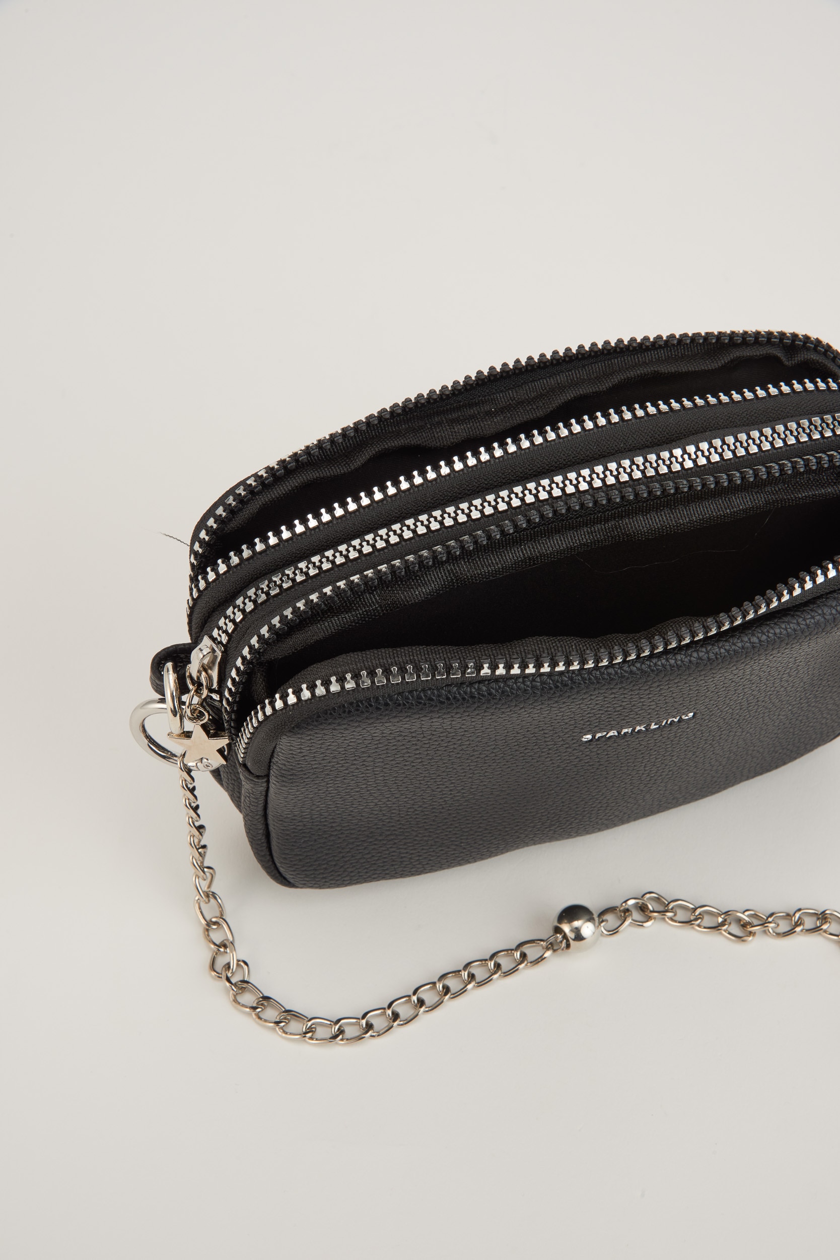 Bolso de niña de cuero sintético con cadena metálica y cierre de cremallera - Tuc tuc - Negro Negro-4