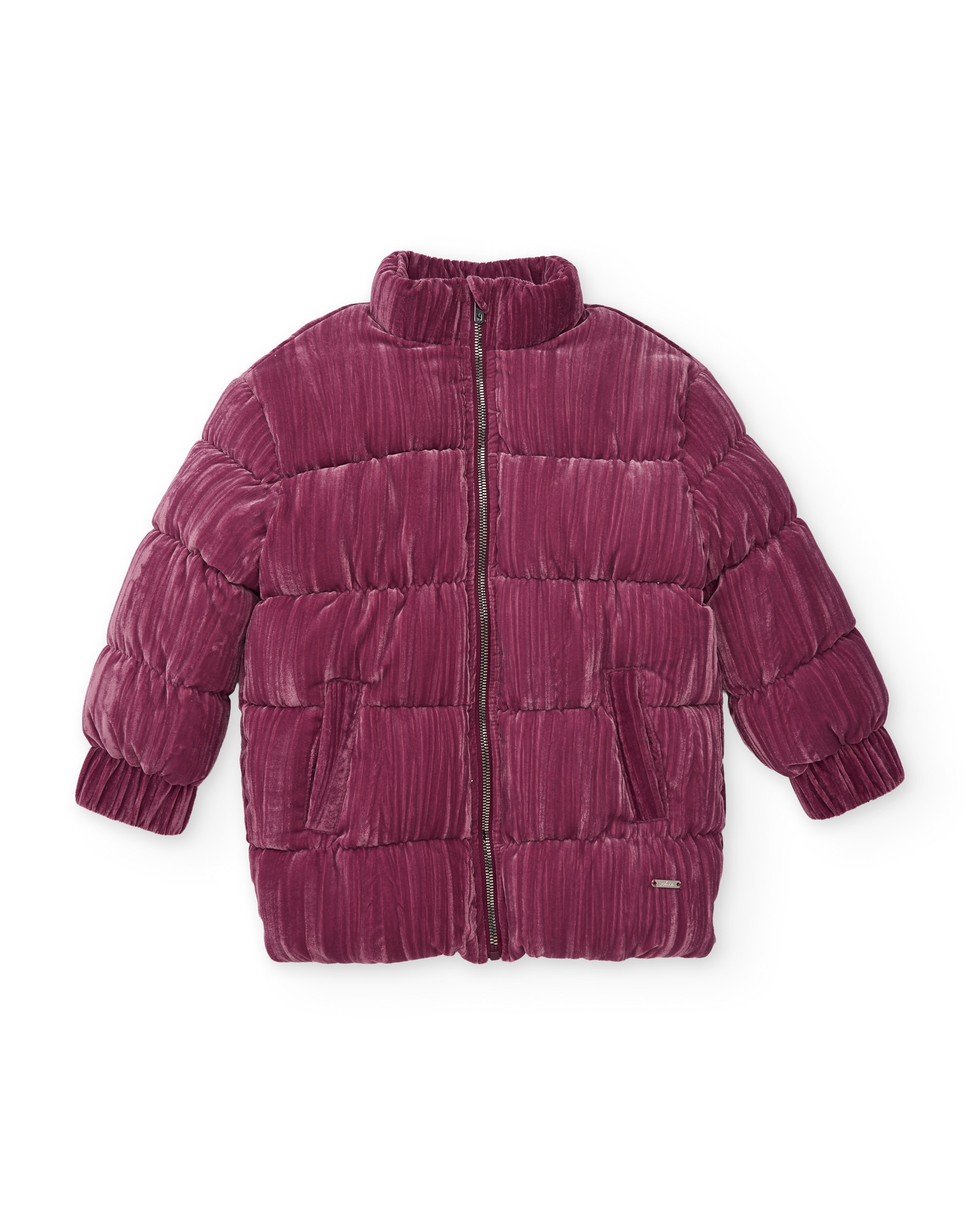 Abrigo de niña acolchada con acabado aterciopelado y cuello alto - Tuc tuc - Violeta Violeta-3