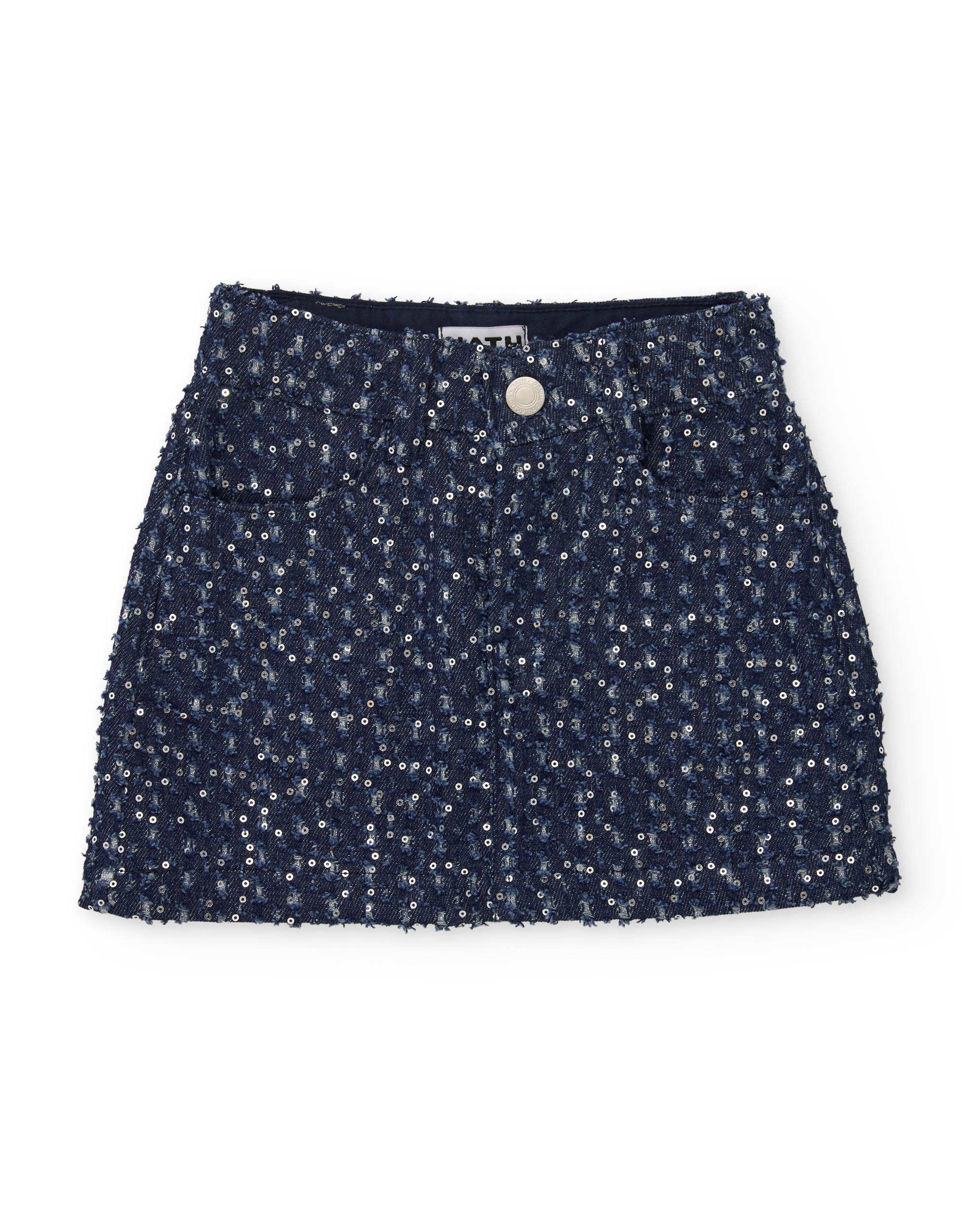 Imagen 1 de Falda de niña de denim con lentejuelas y corte mini Azul marino