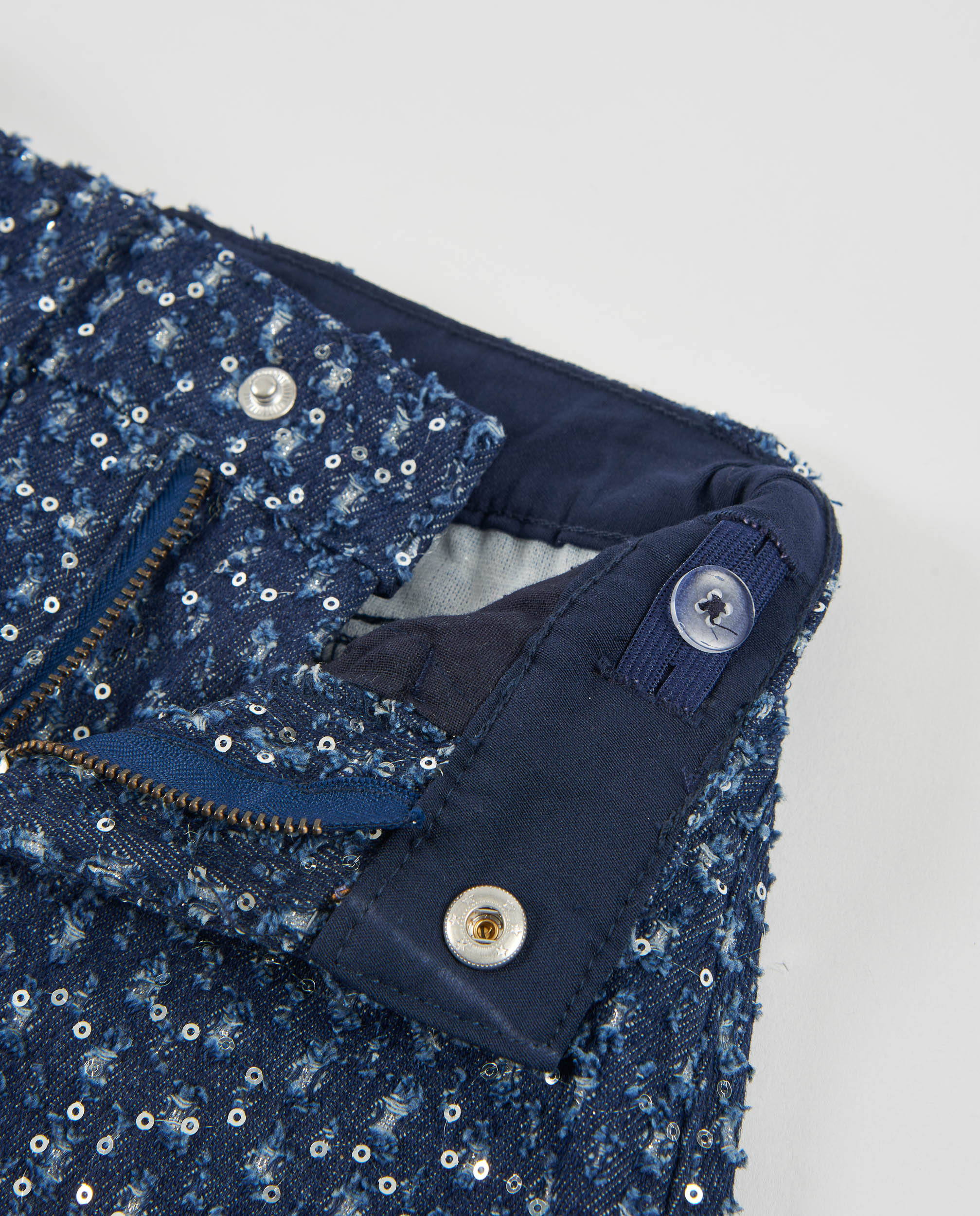 Imagen 2 de Falda de niña de denim con lentejuelas y corte mini - Tuc tuc - Azul marino Azul marino