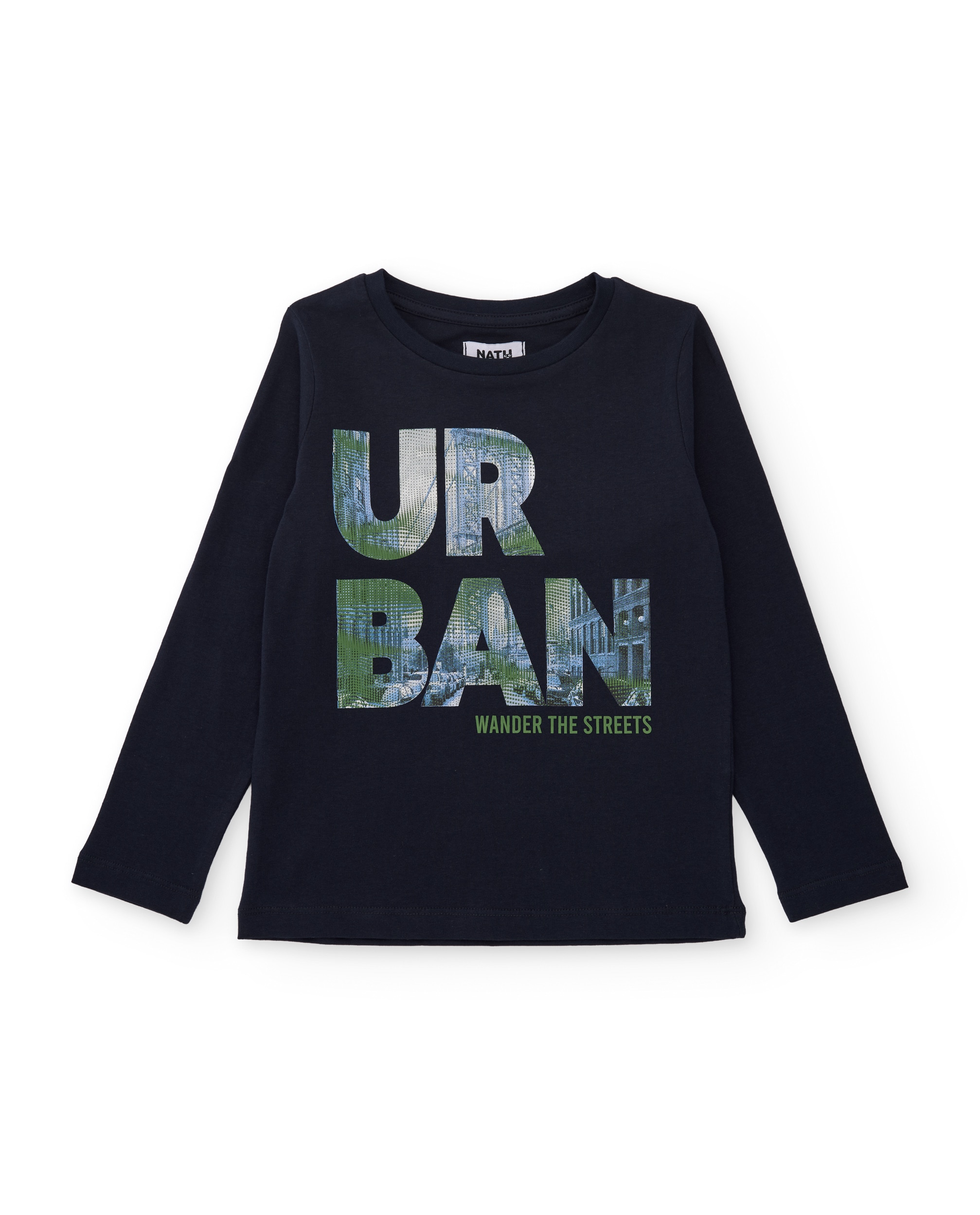 Imagen 1 de Camiseta de niño de punto con serigrafía urbana Azul marino