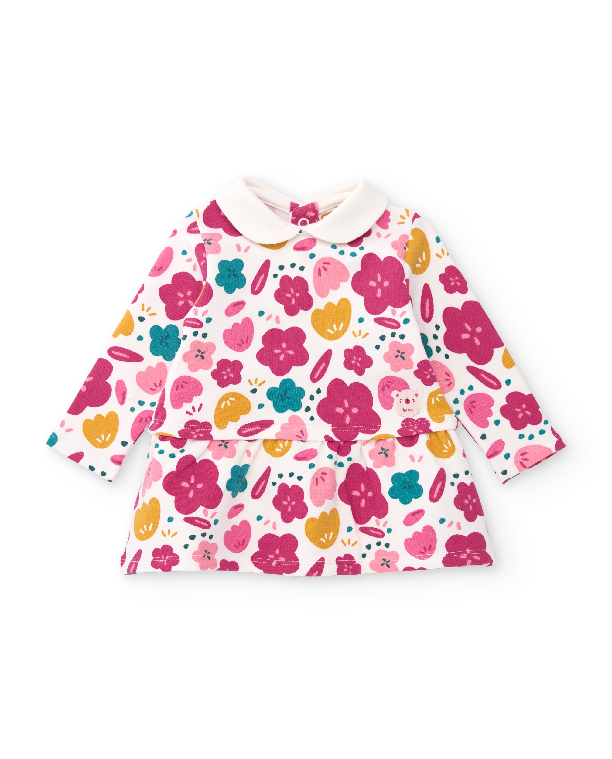 Imagen 0 de Vestido de felpa de bebé con cuello redondo Multicolor